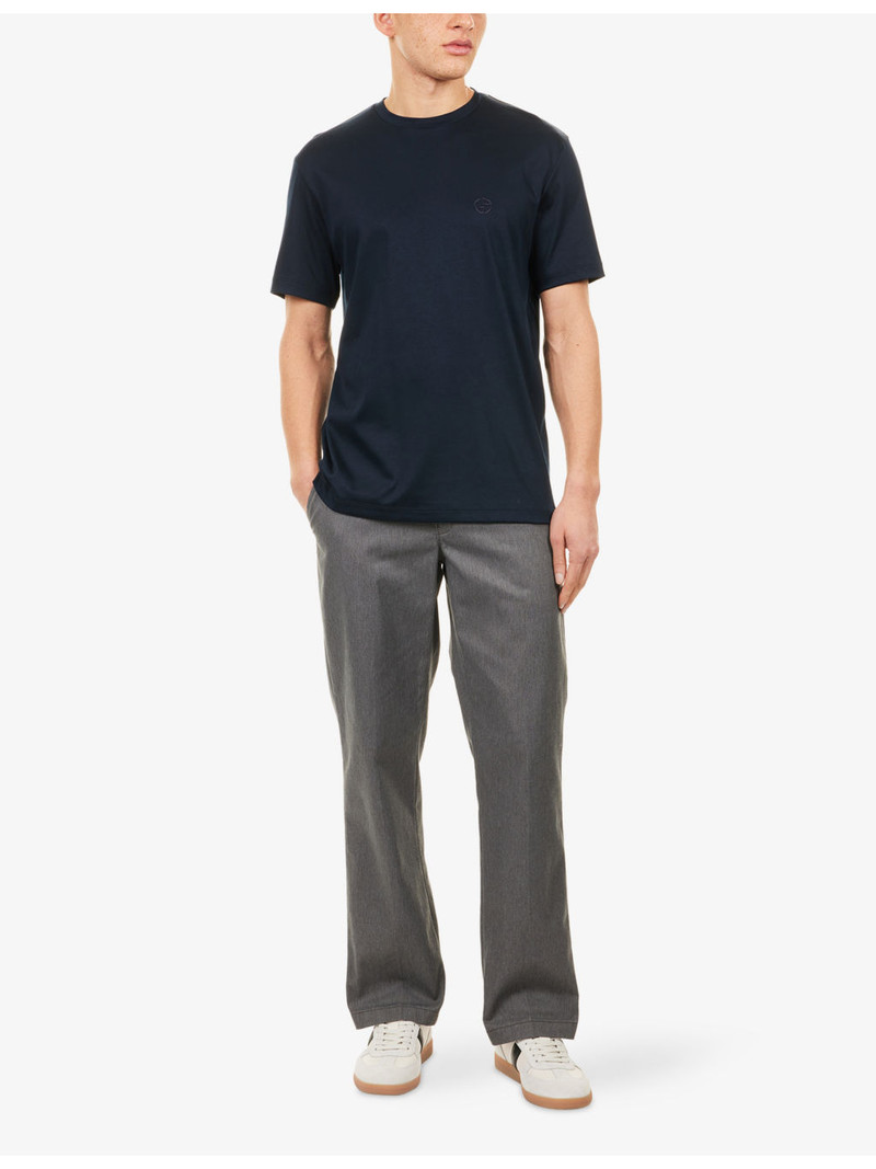 GIORGIO ARMANI Monogram-Embroidery Crewneck Cotton-Jersey T-Shirt outlook