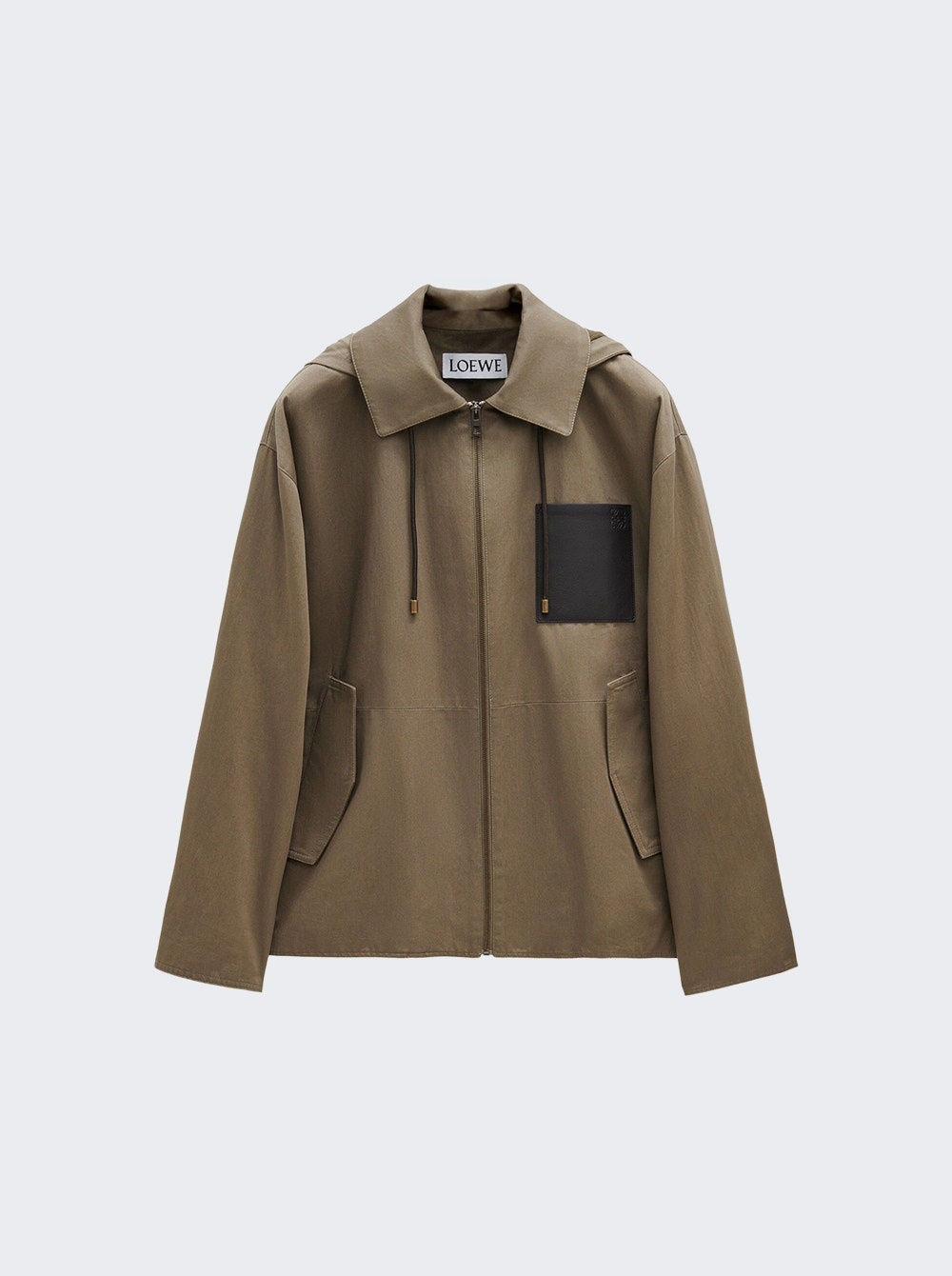 Hooded Cotton Jacket Khaki Brown - 1
