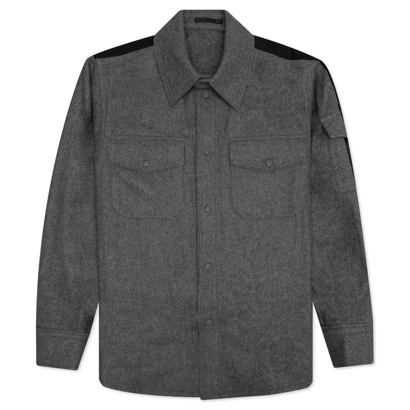 WOOL FLANNEL SHIRT - GREY MELANGE 1