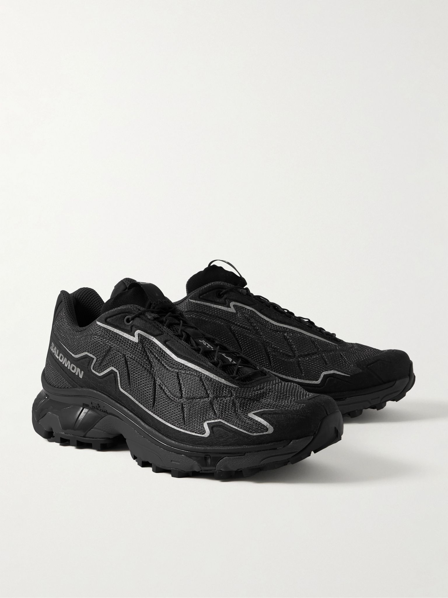 XT-SLATE Rubber-Trimmed Mesh Sneakers Black - 4