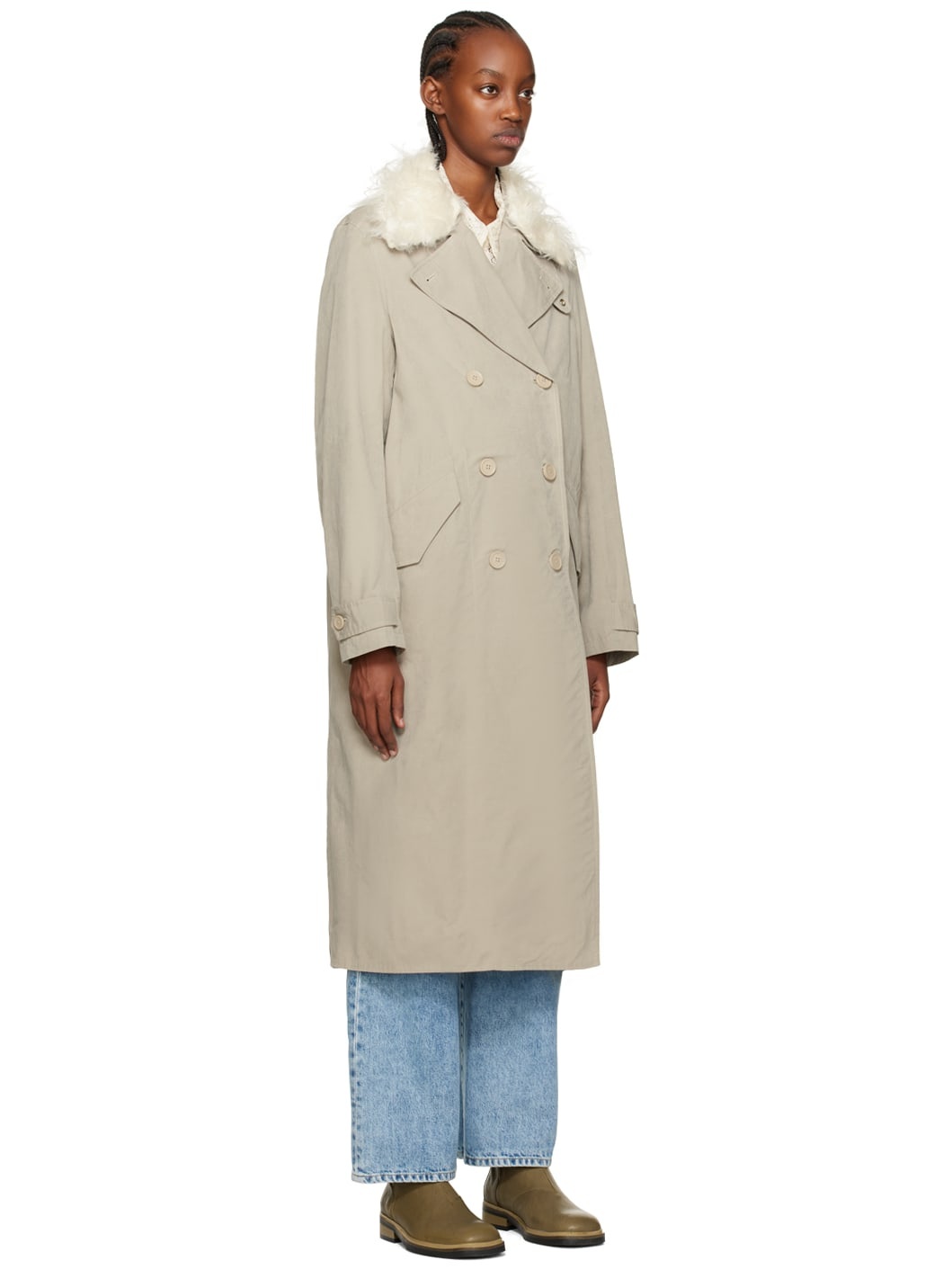 Beige Long DB Buta Coat - 2