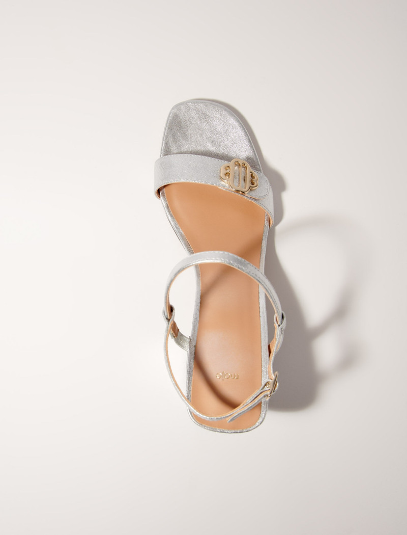 maje Metallic leather sandals outlook