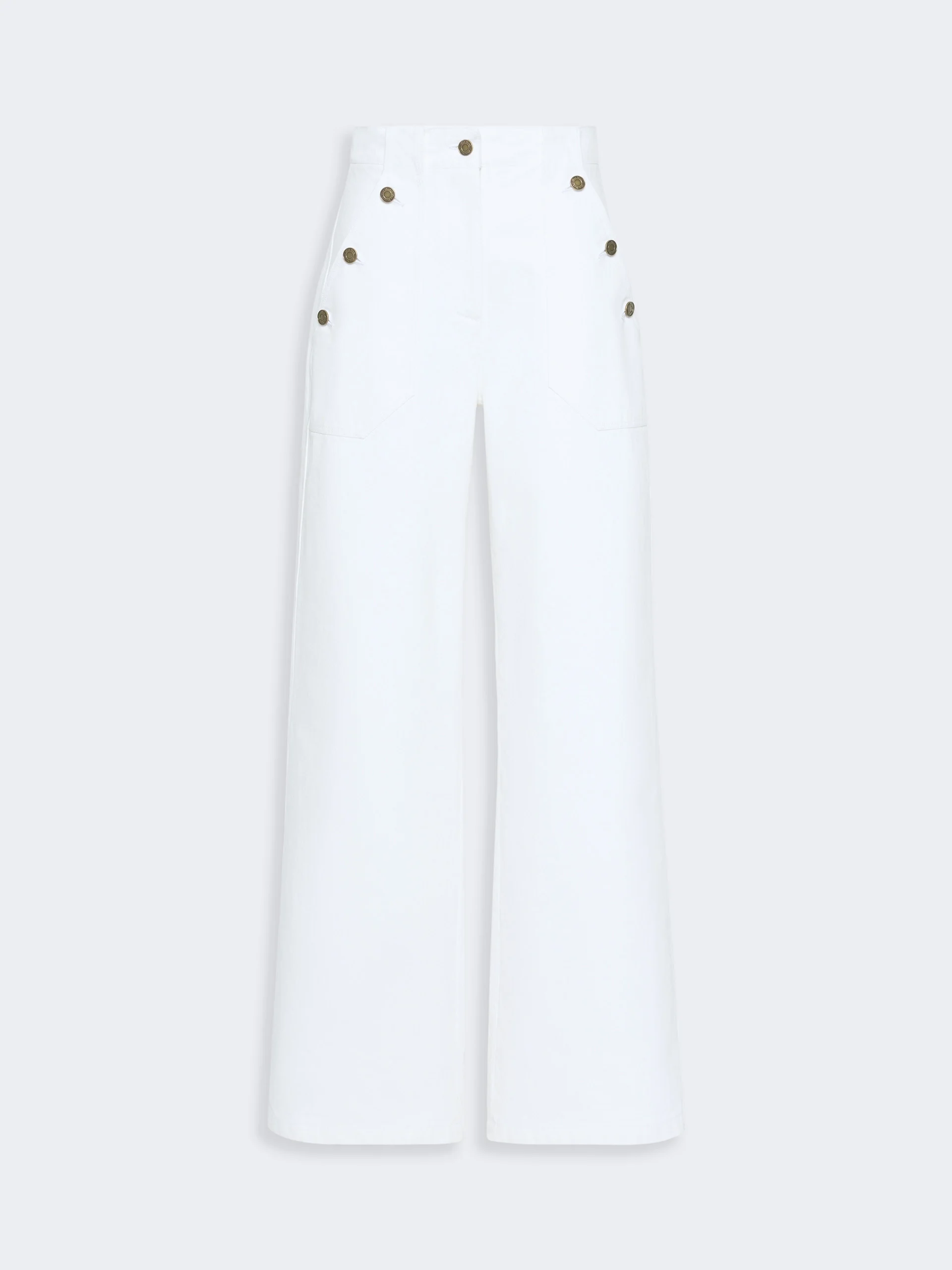 BADESSE Cotton bull denim wide-leg trousers - WHITE - 1