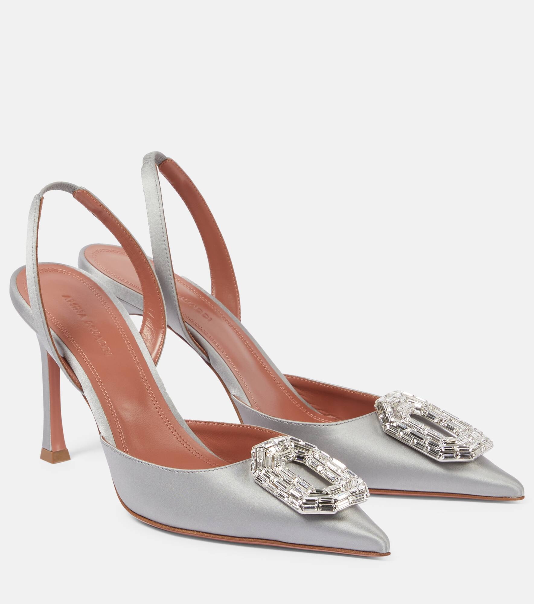 Camelia 90 satin slingback pumps - 1