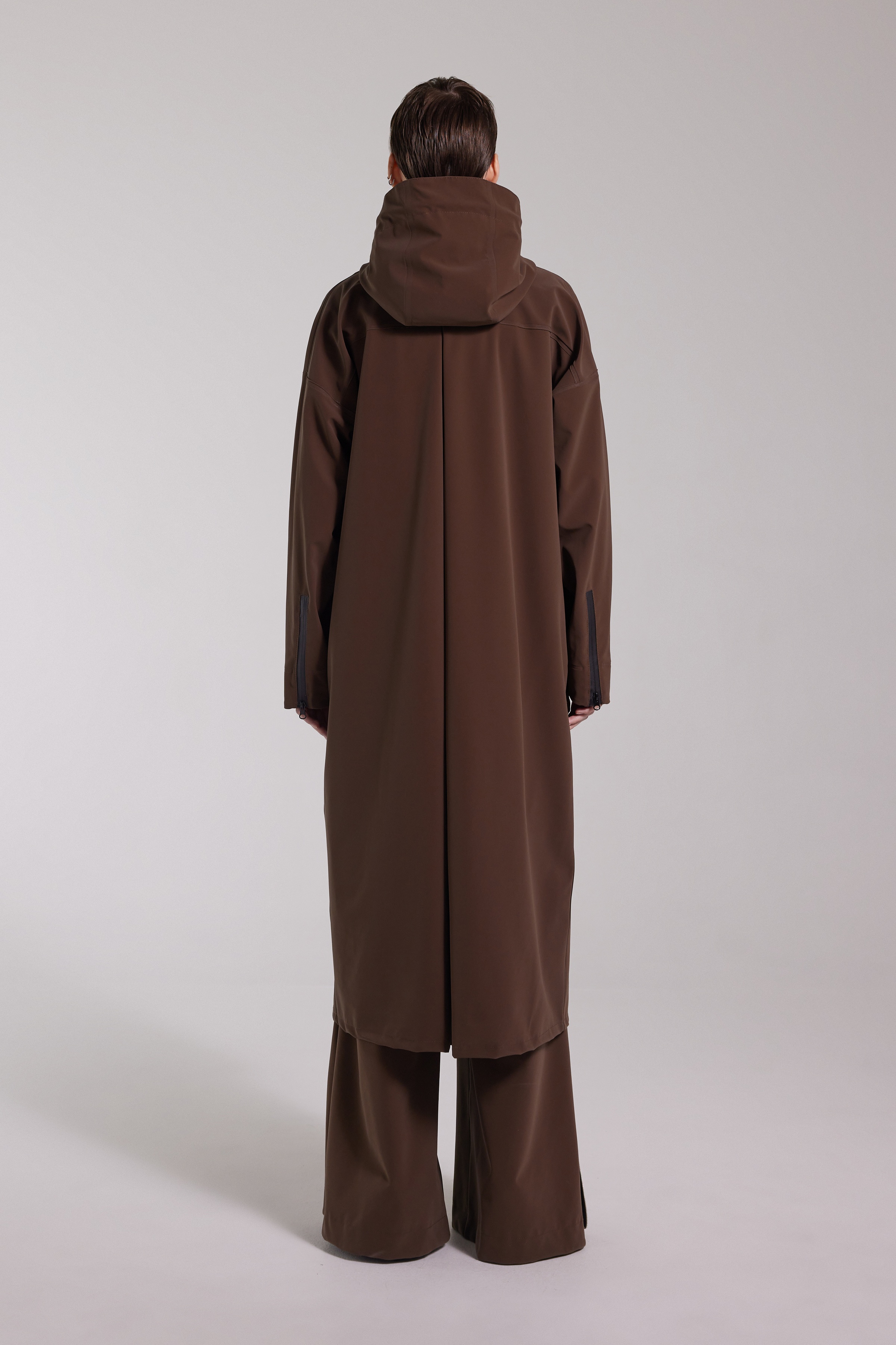 Sandviken Long Zip Matte Raincoat Dark Brown - 8