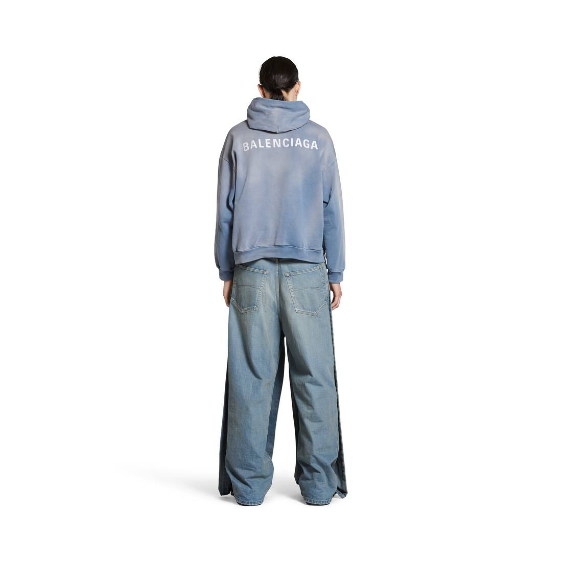 BALENCIAGA Balenciaga Back Hoodie Medium Fit in Faded Blue