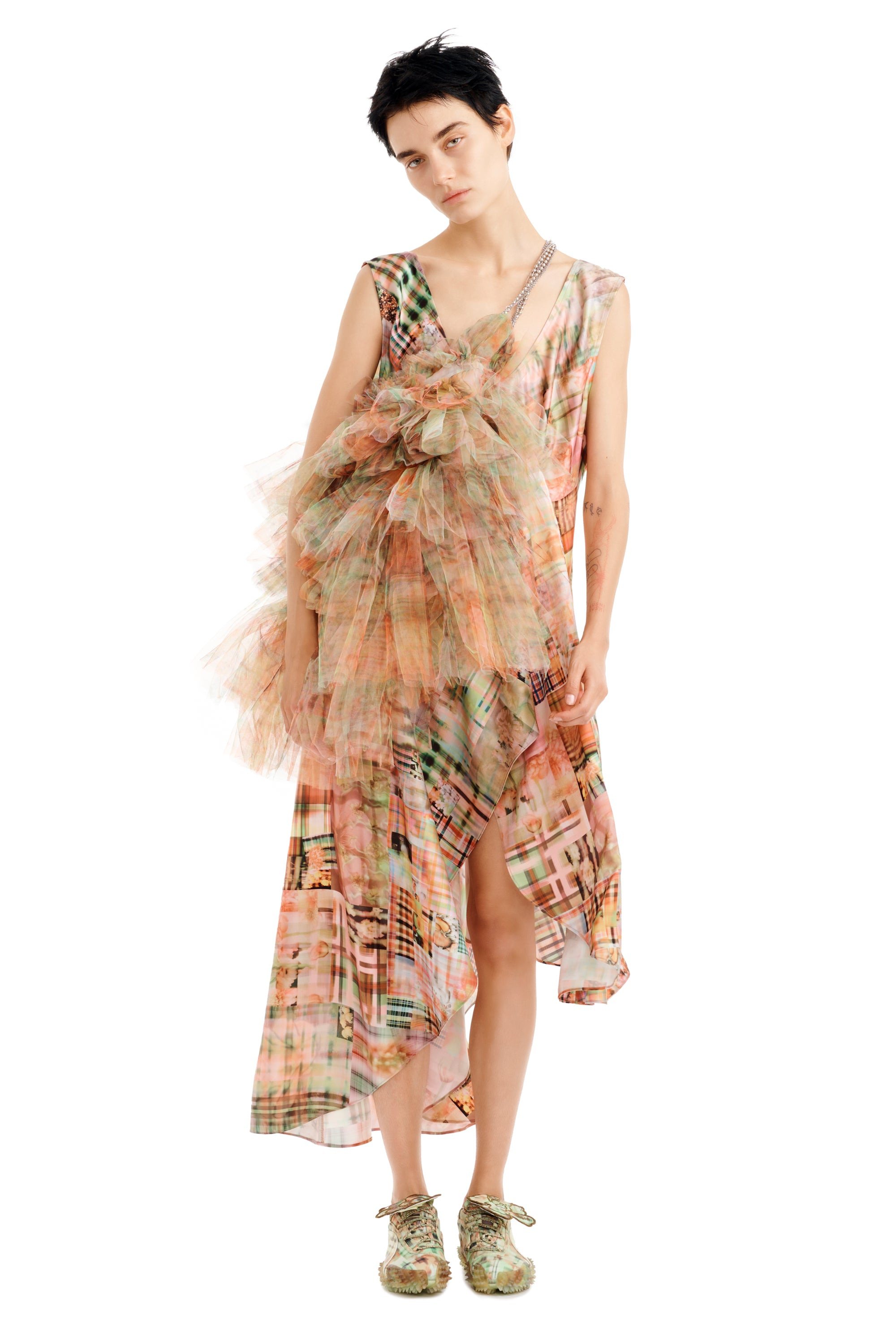 MULTI PLAID TULIP DRESS - 8