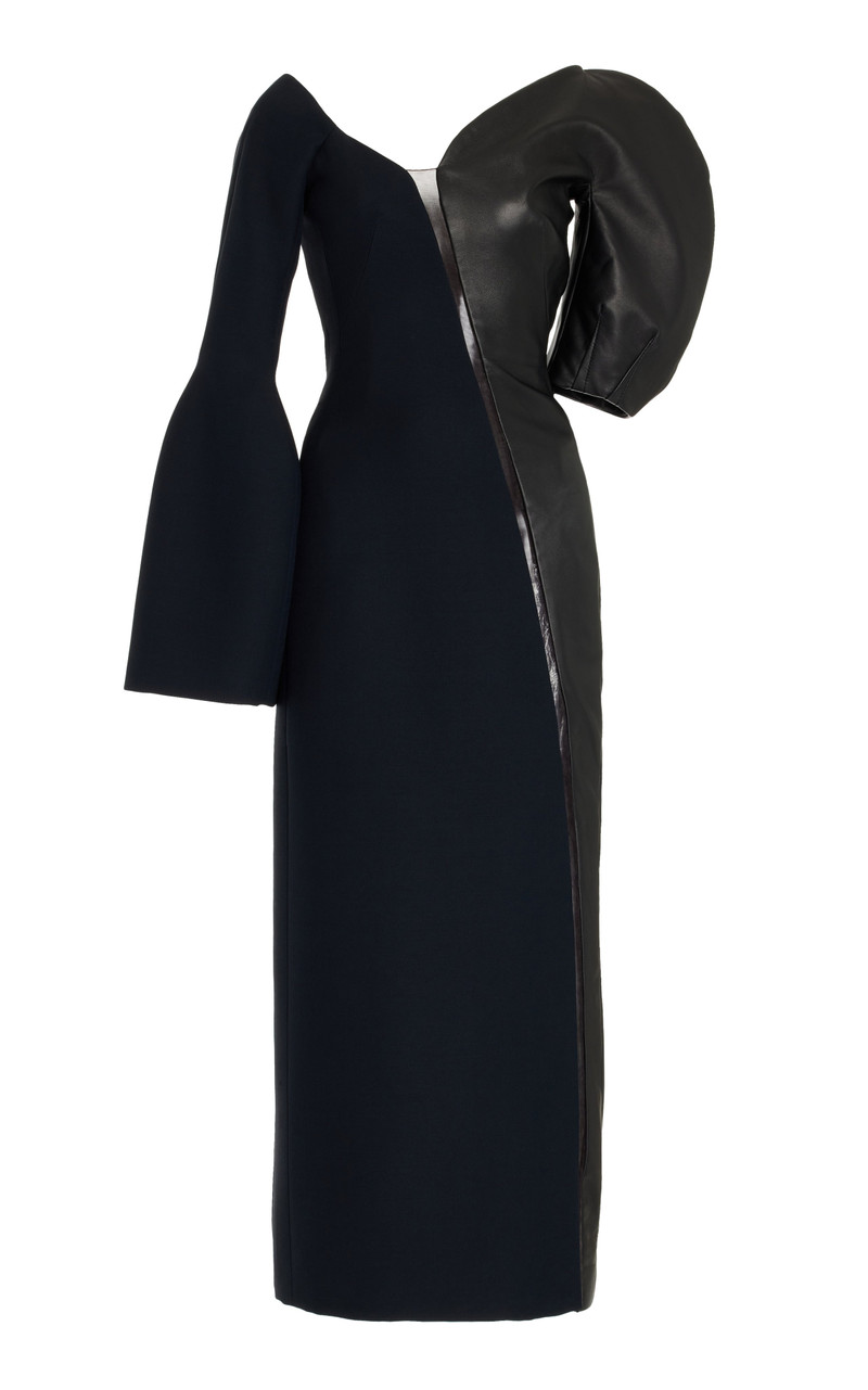 Merlin Dress in Silk Wool Cady and Leather - 1