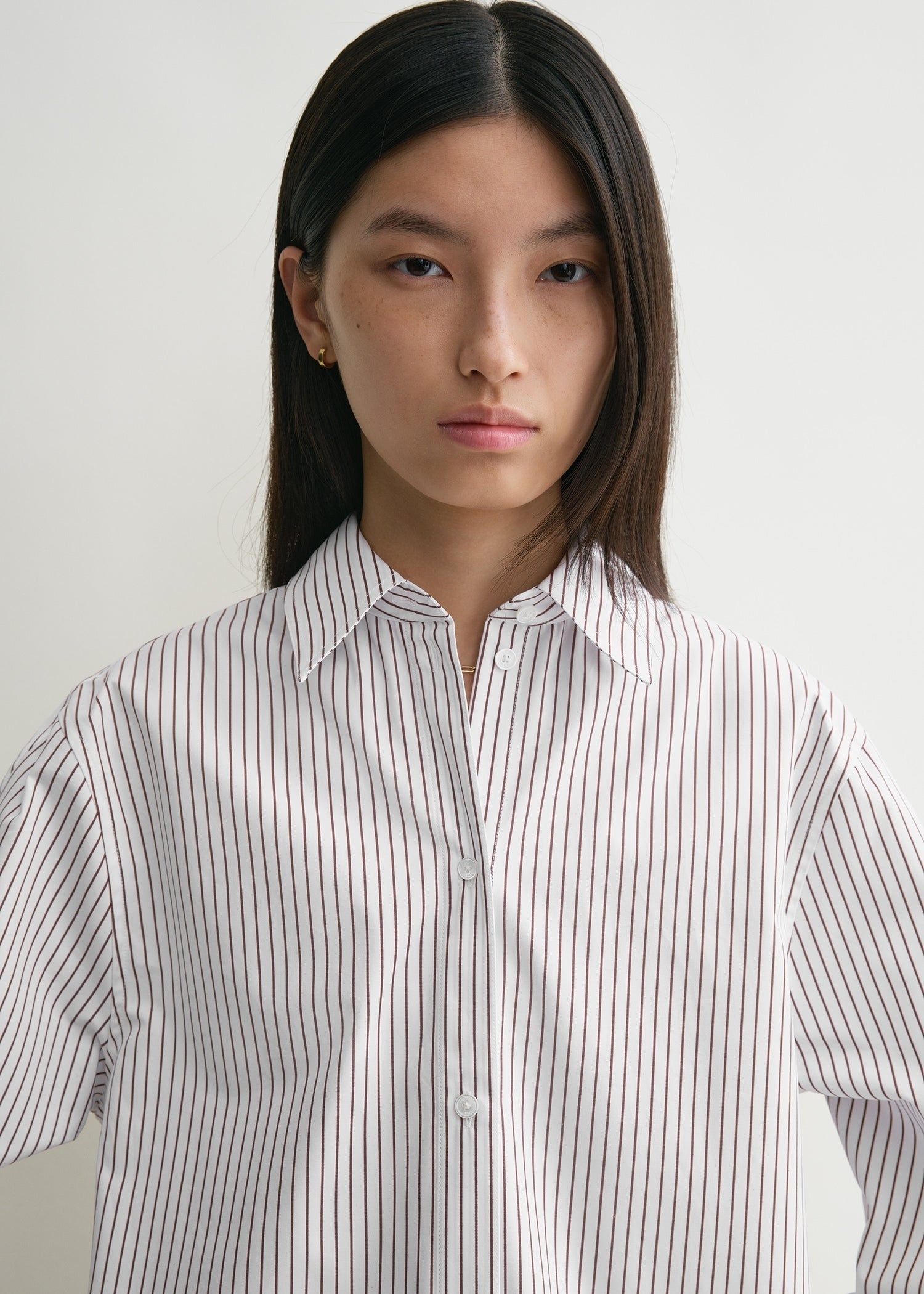 Kimono-sleeve poplin shirt white/brown - 6