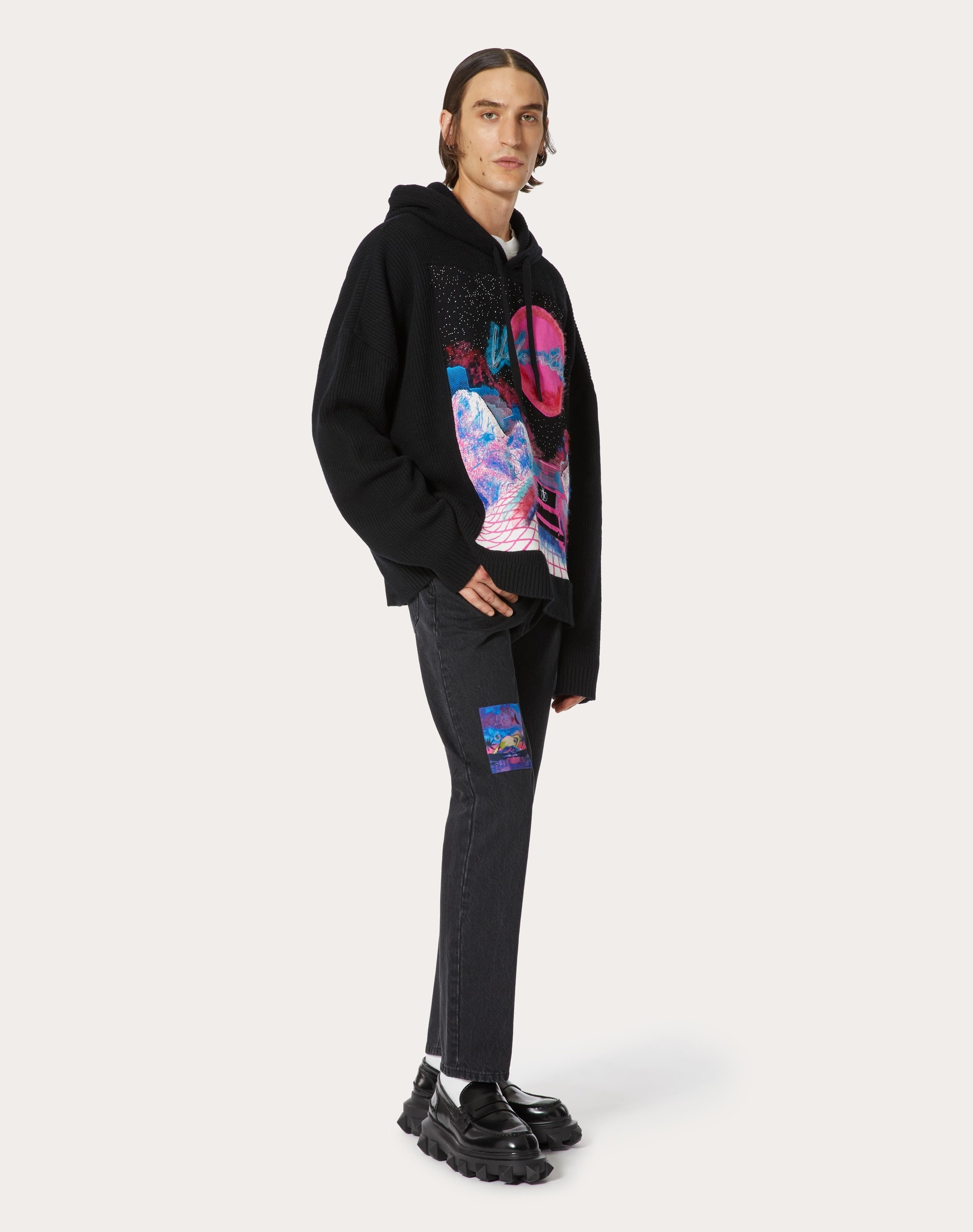 SWEATSHIRT IN WOOL WITH VIRTUAL RUNNER EMBROIDERY - 2