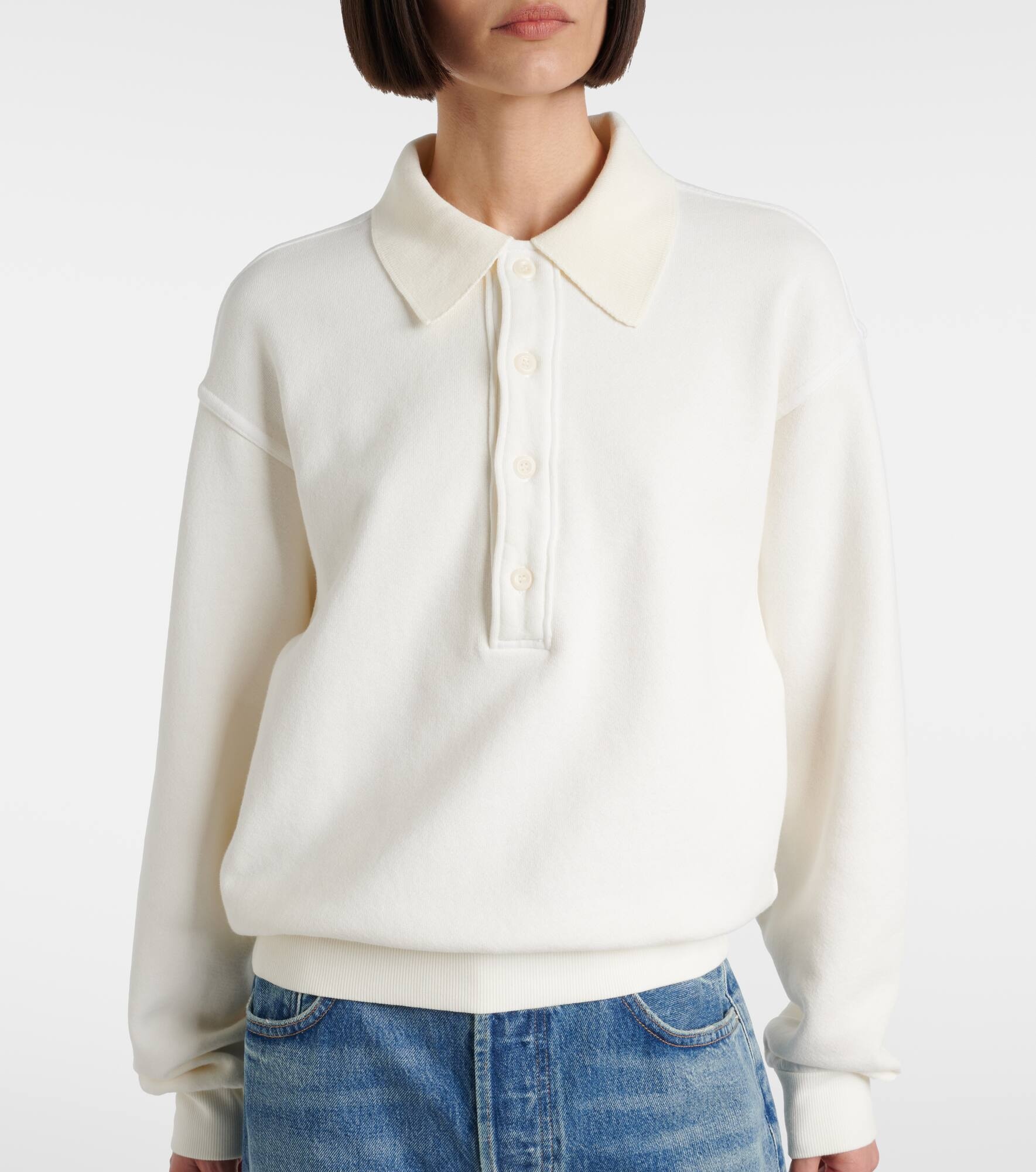 Remi cotton-blend fleece polo sweatshirt - 5