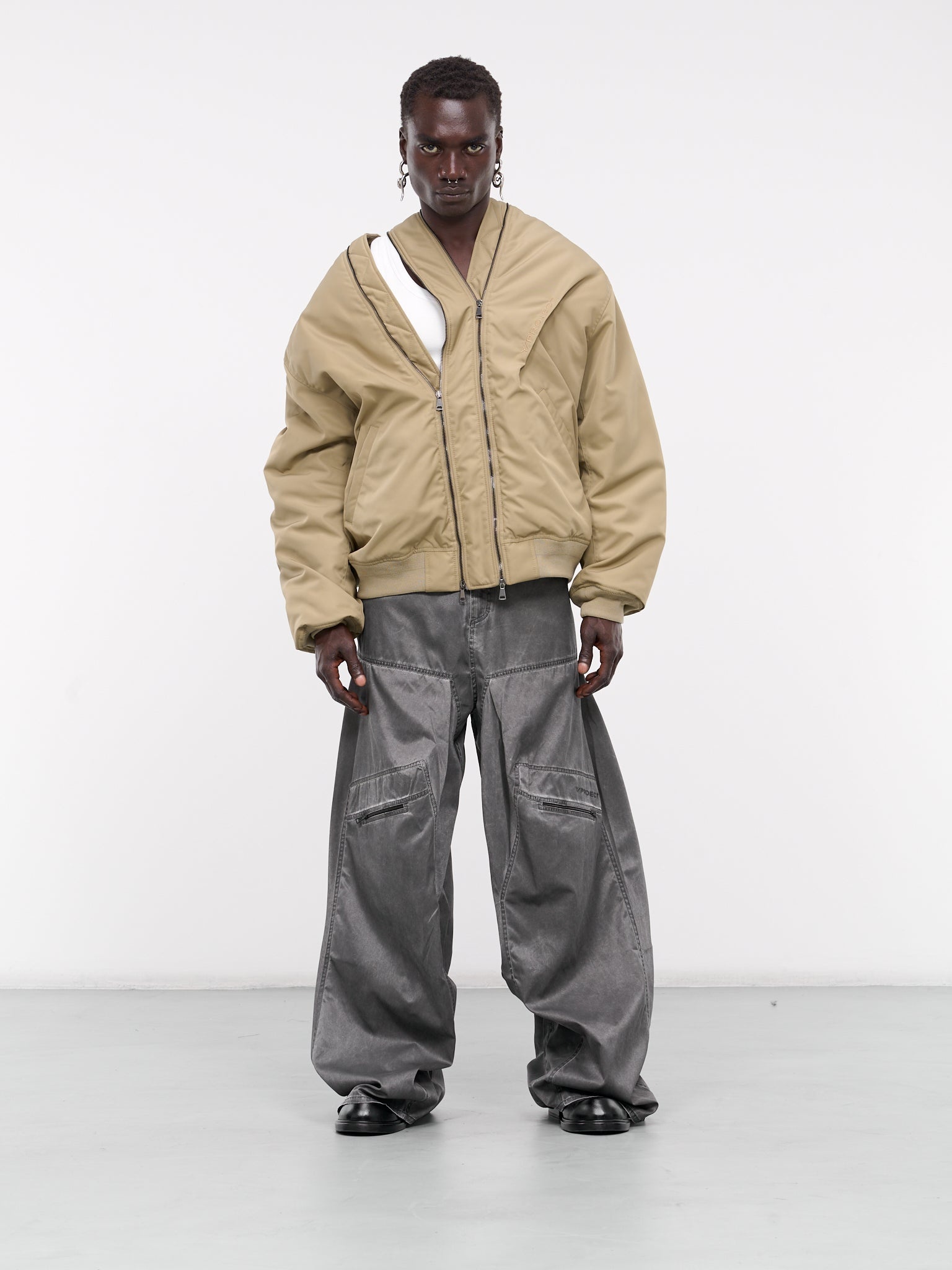 Y/Project Double Zip Pinched Logo Bomber | hlorenzo | REVERSIBLE