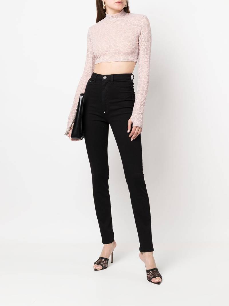 PHILIPP PLEIN high-waisted denim leggings outlook