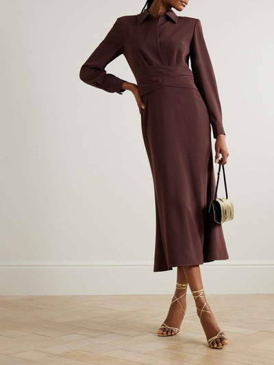 ROLAND MOURET Draped satin-crepe midi shirt dress outlook