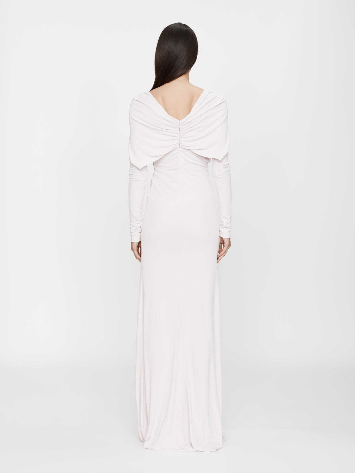 Arced Palm Strapless Shawl Gown - 5