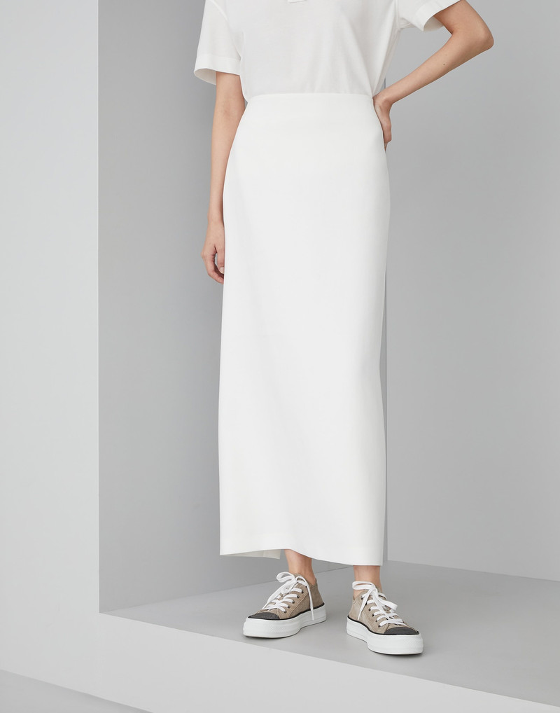 Crêpe cotton double twill column skirt 1