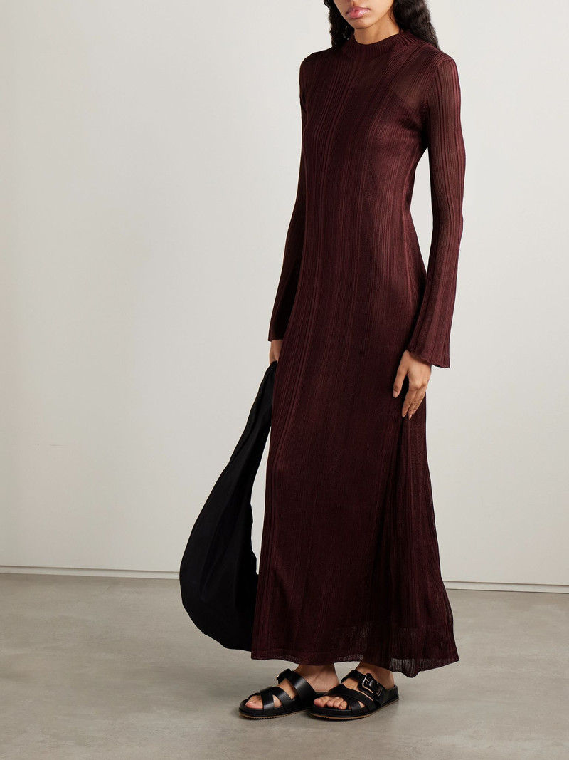 GABRIELA HEARST Atira ribbed organic silk maxi dress Dark brown outlook