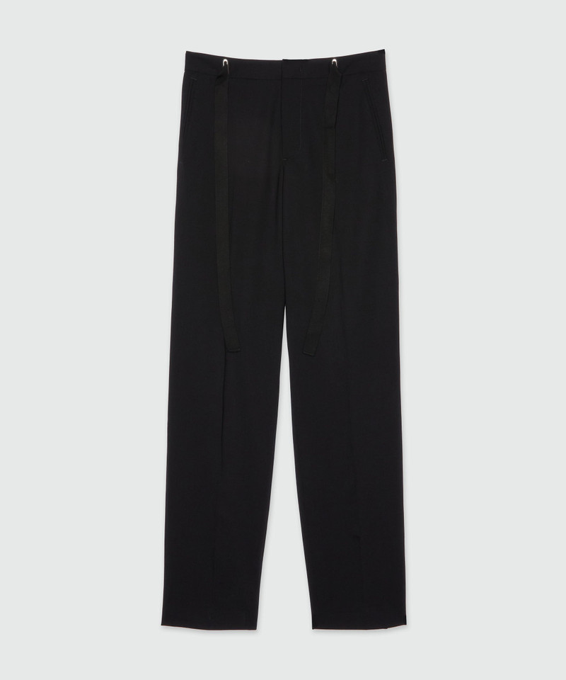 Black wool trousers with drawstring waist 1