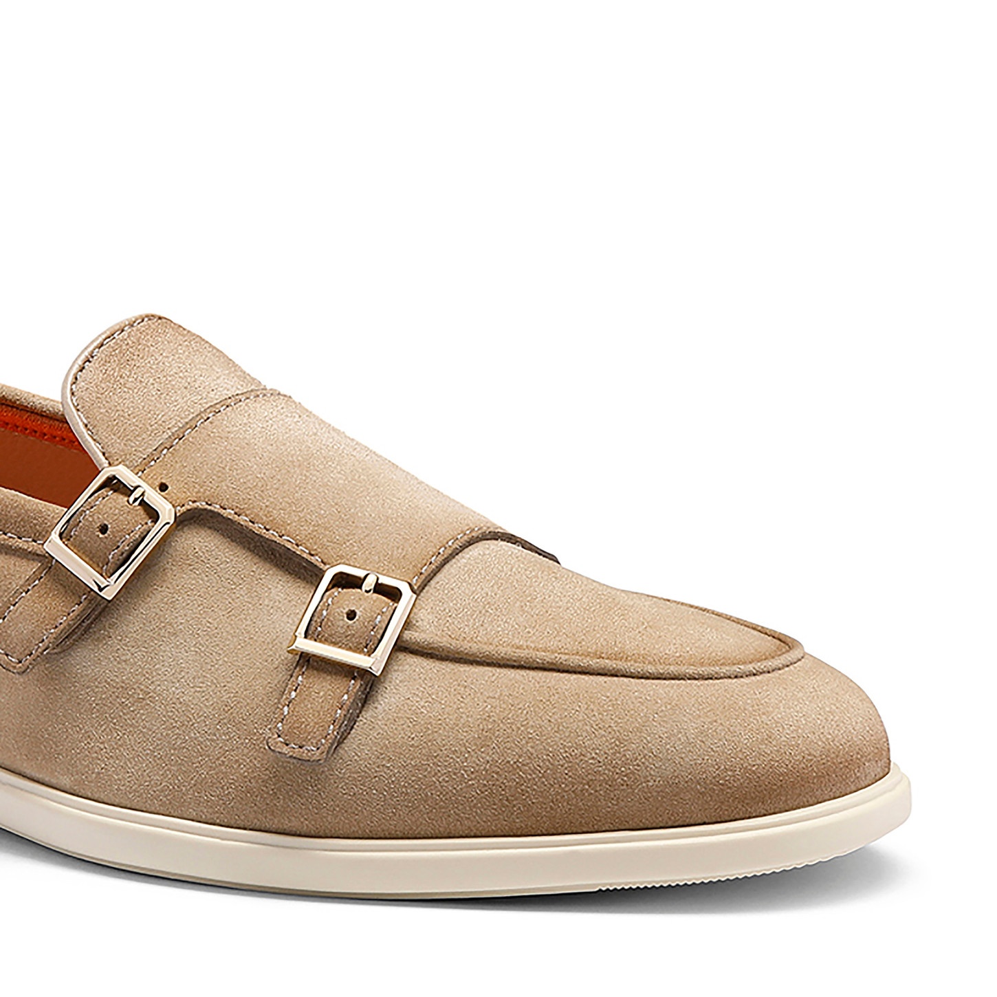 Men's beige suede double-buckle loafer - 5