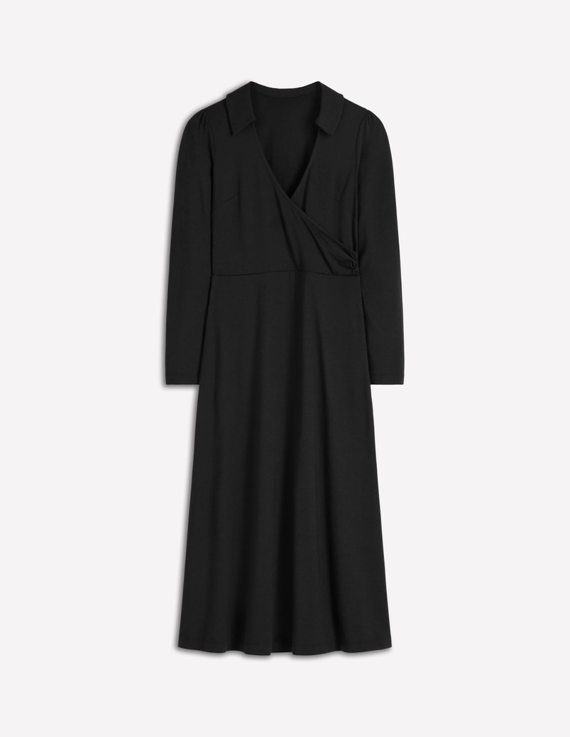 Carla Jersey Wrap Dress-Black 1
