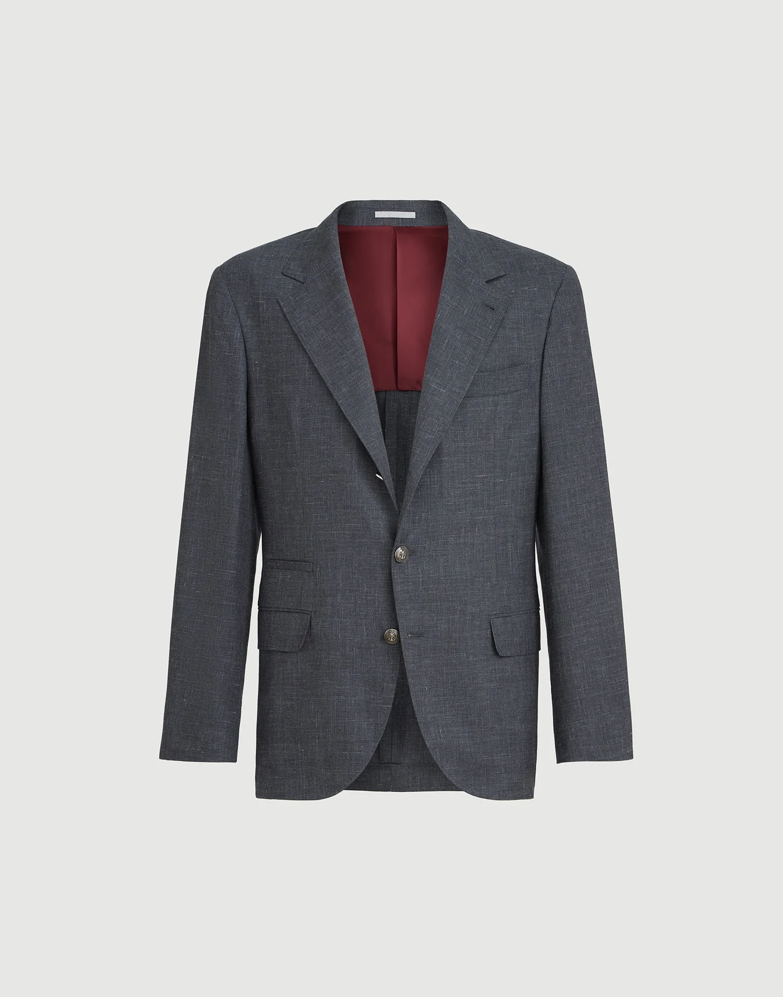 Wool, silk and linen slubbed fresco deconstructed blazer with metal buttons - 1