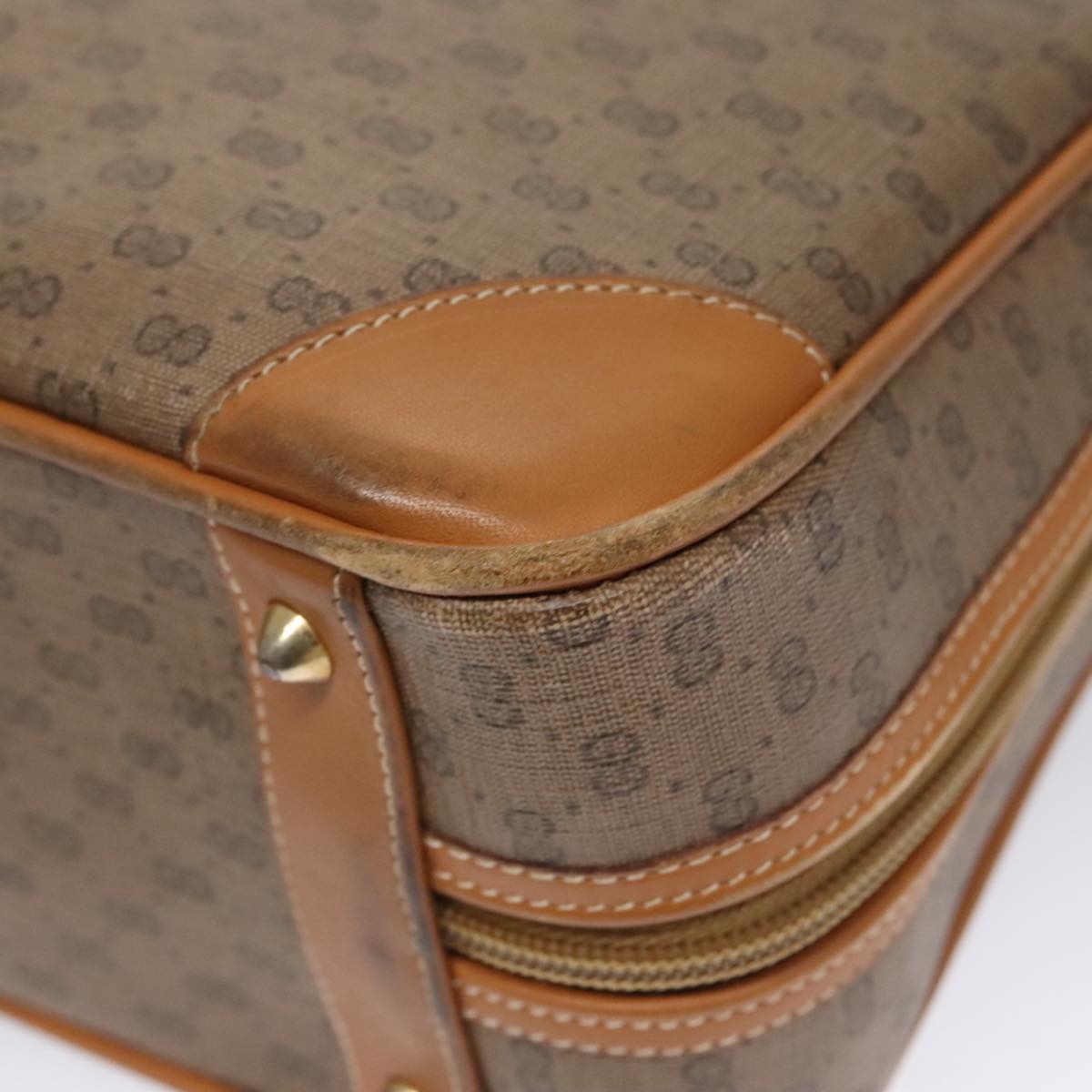GUCCI Micro GG Supreme Hand Bag Pvc Leather Beige Gold - 10