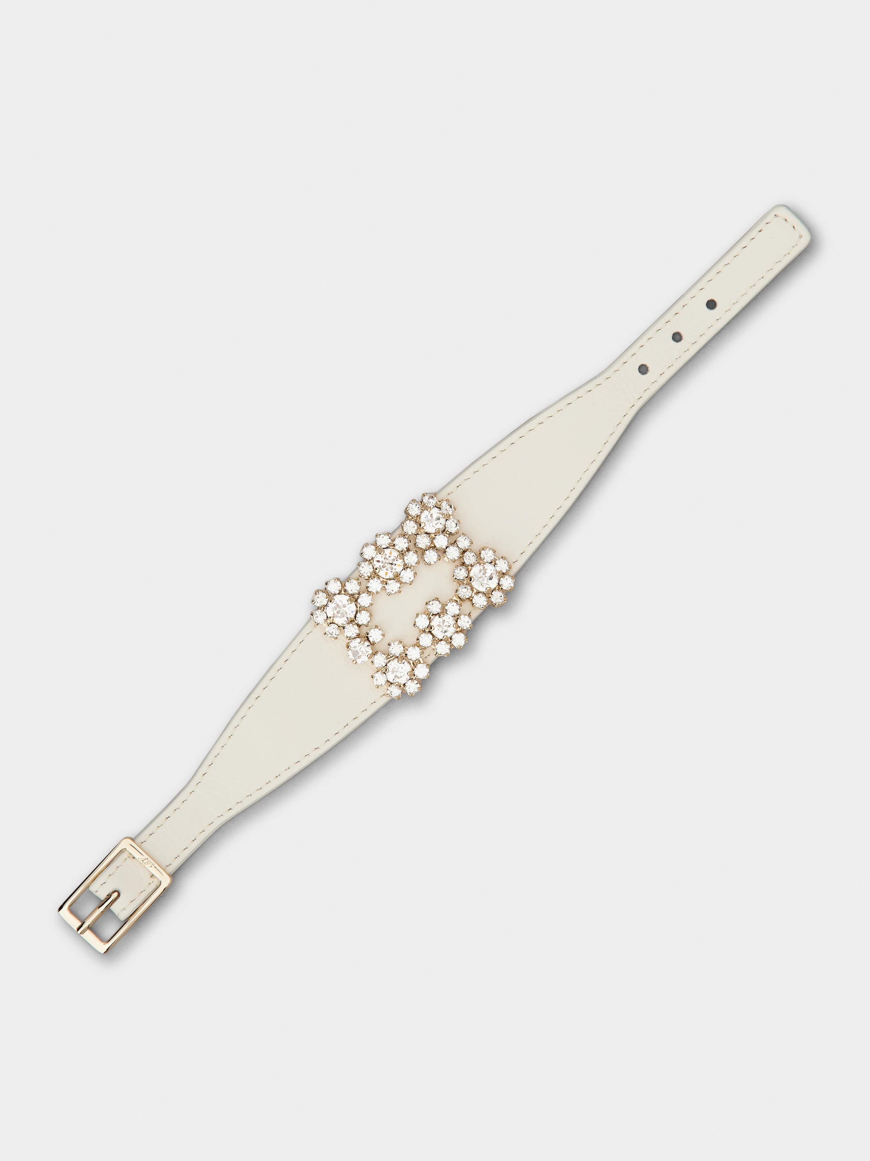 Flower Strass Buckle Bracelet in Leather - 4