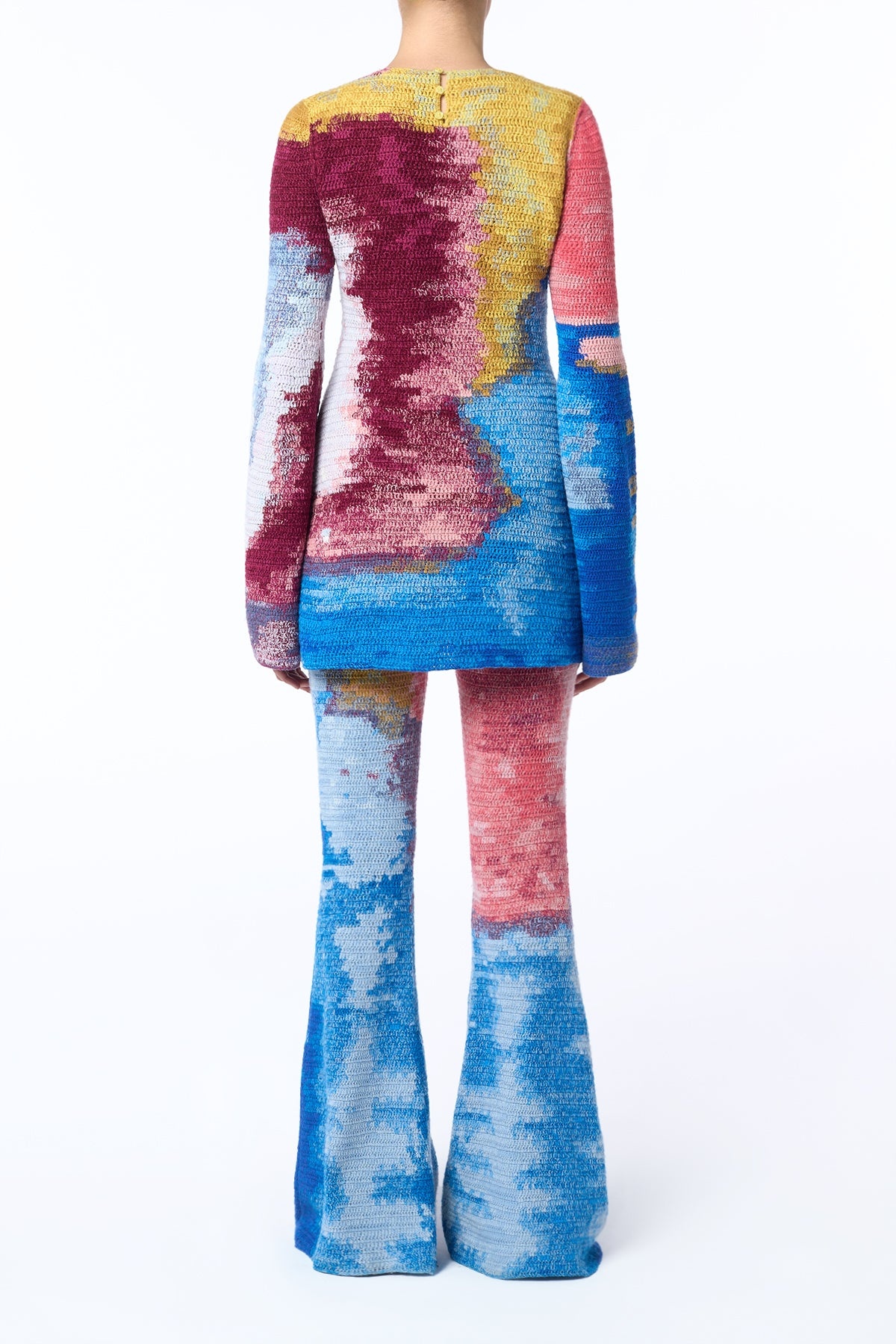 Millicent Crochet Tunic in Aurora Multi Cashmere Wool - 5