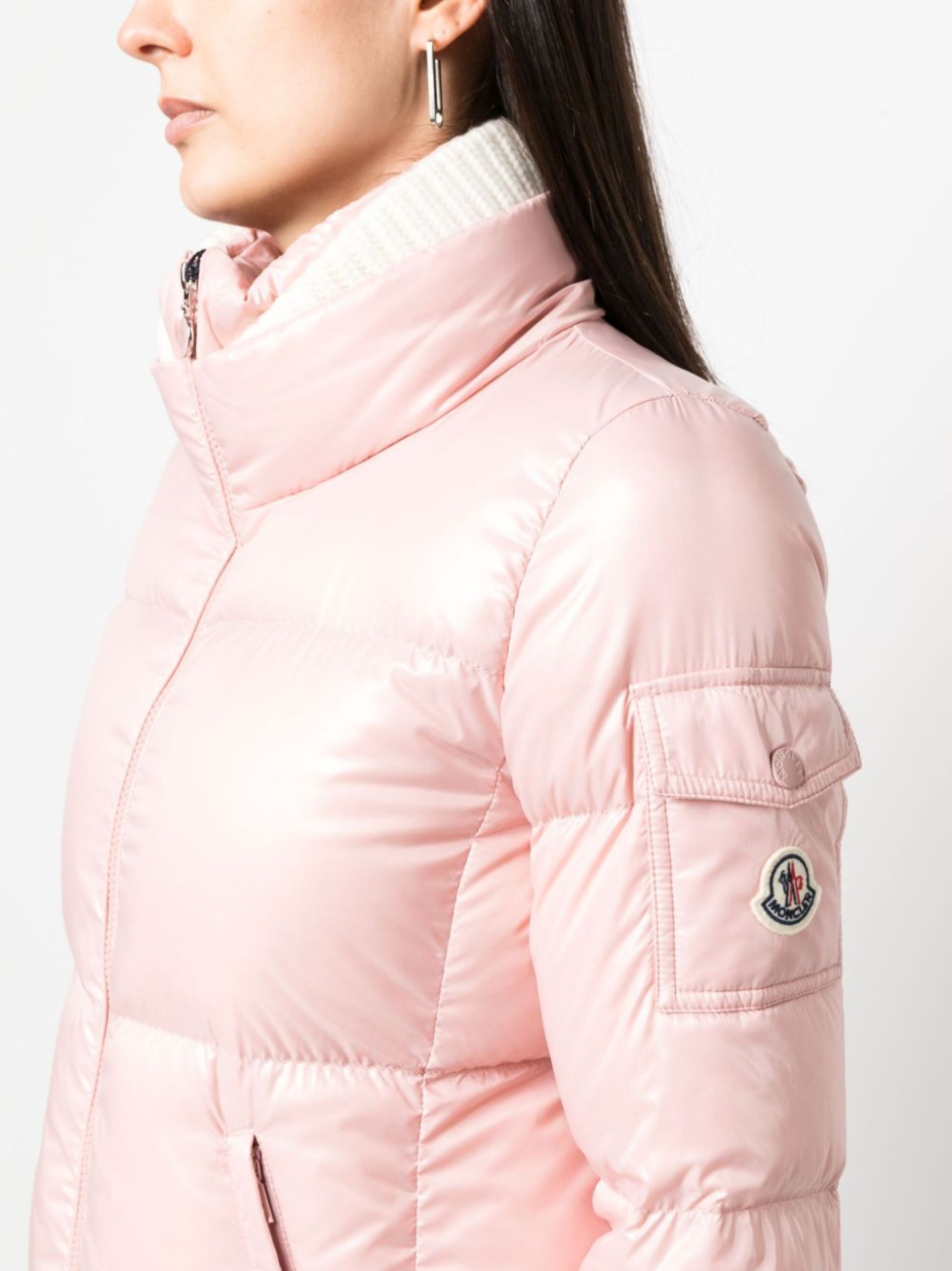 Pink Logo Patch Short Down Jacket - 5