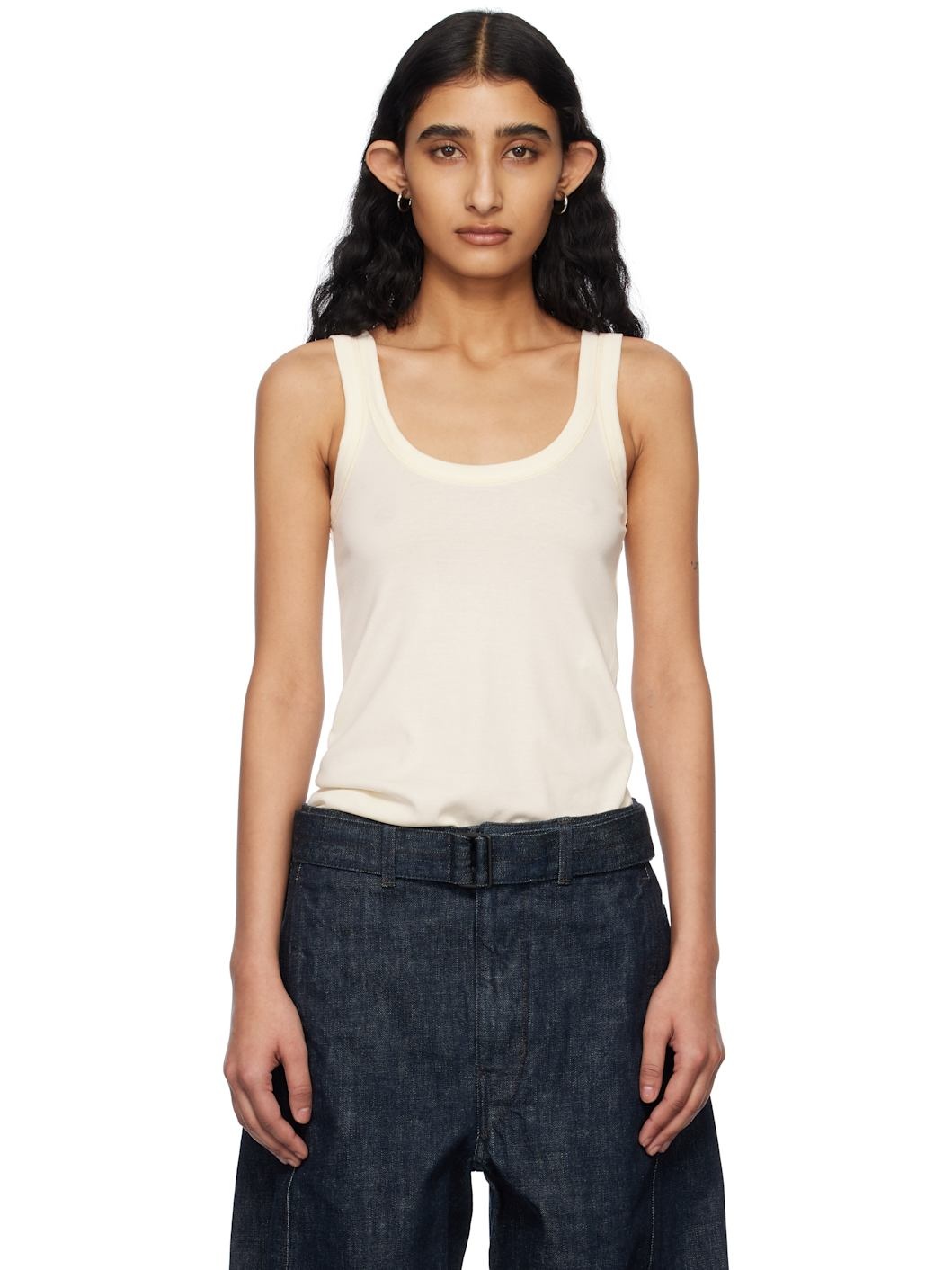 Off-White Rib Tank Top - 1