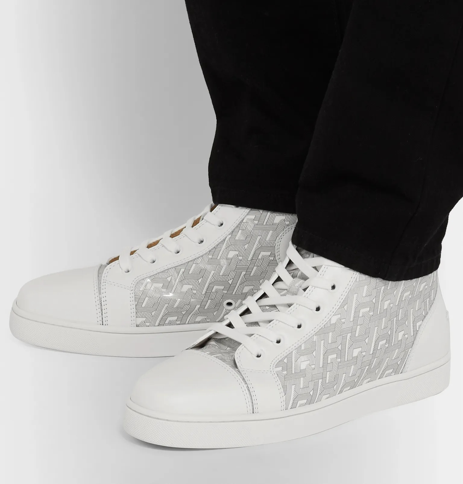 Louis Smooth and Logo-Print Patent-Leather High-Top Sneakers - 5