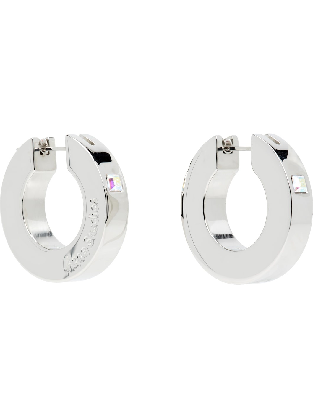 Silver Crystal Hoop Earrings - 2