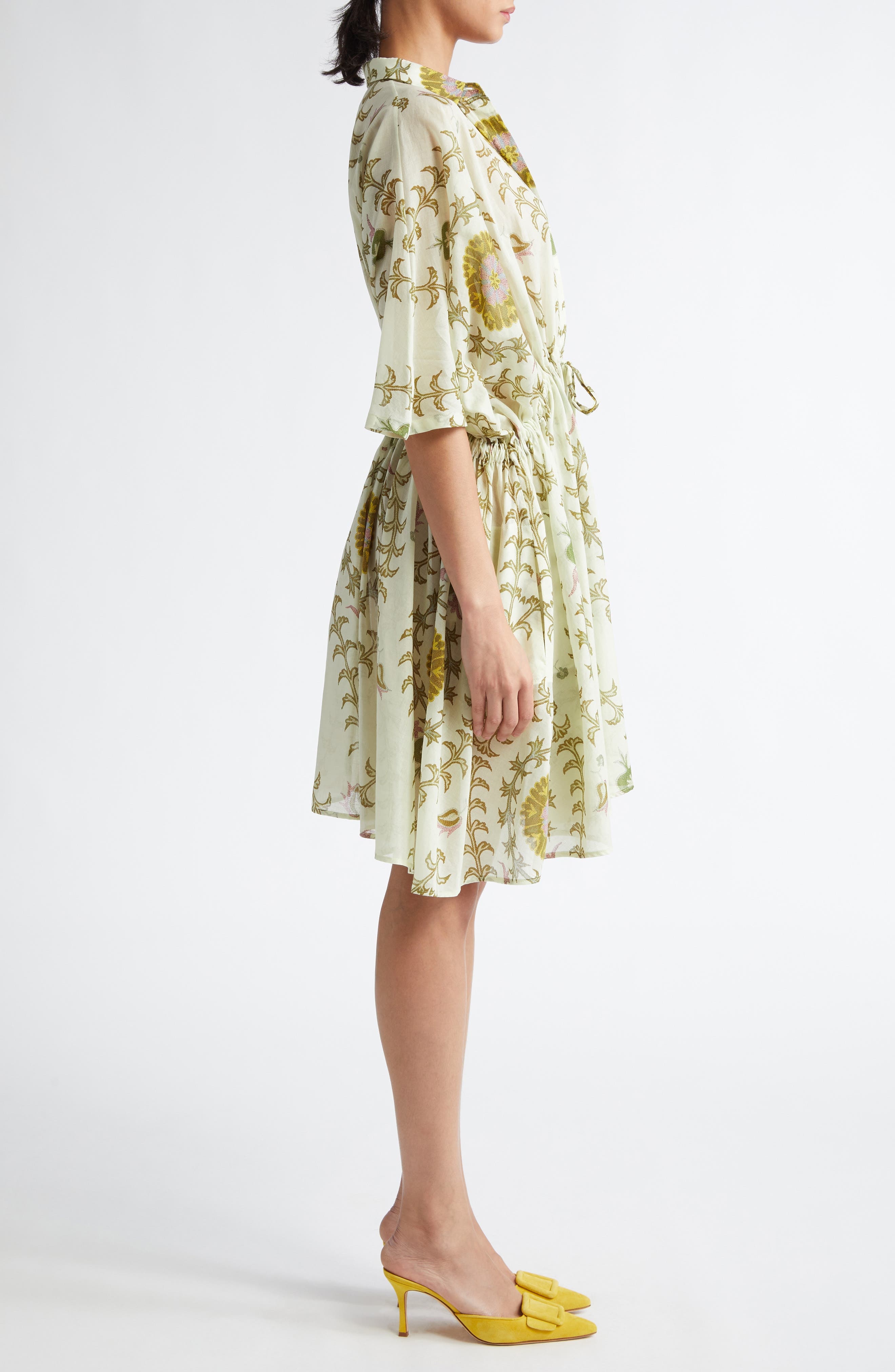 Giambattista Valli Botanical Print Cotton Voile Shirtdress in Green/Multi at Nordstrom - 3