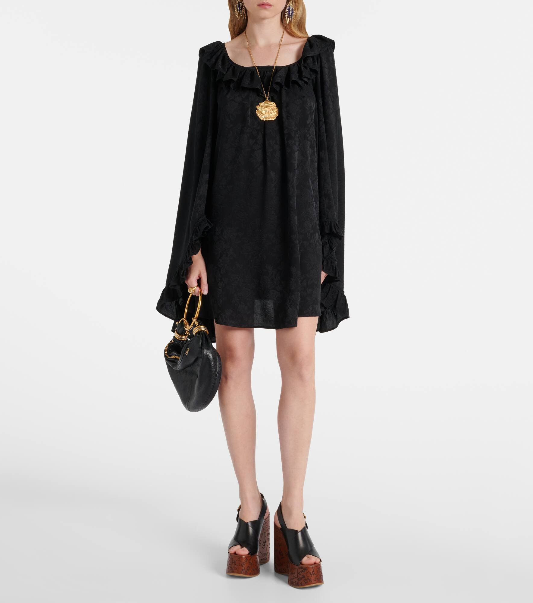 Ruffled jacquard silk minidress - 2