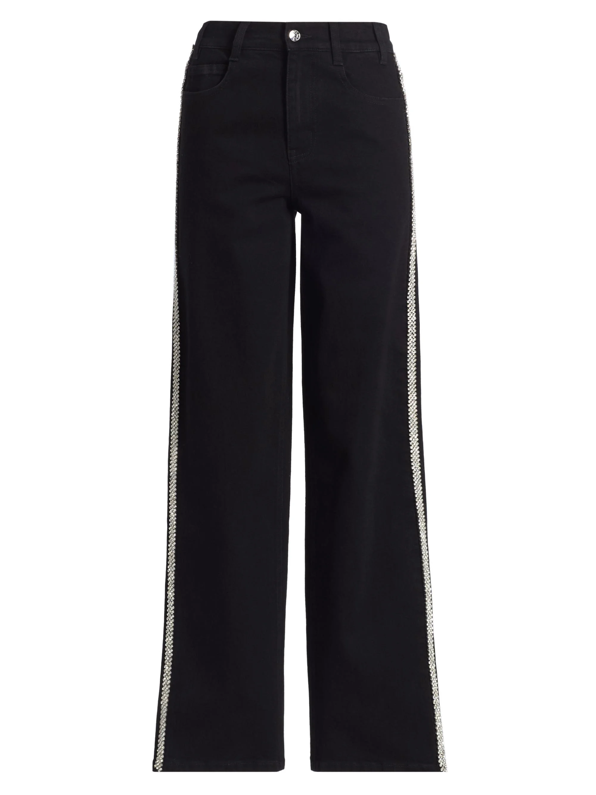 Women's Erika Crystal-Embellished High-Rise Wide Leg Jeans - Black - 1