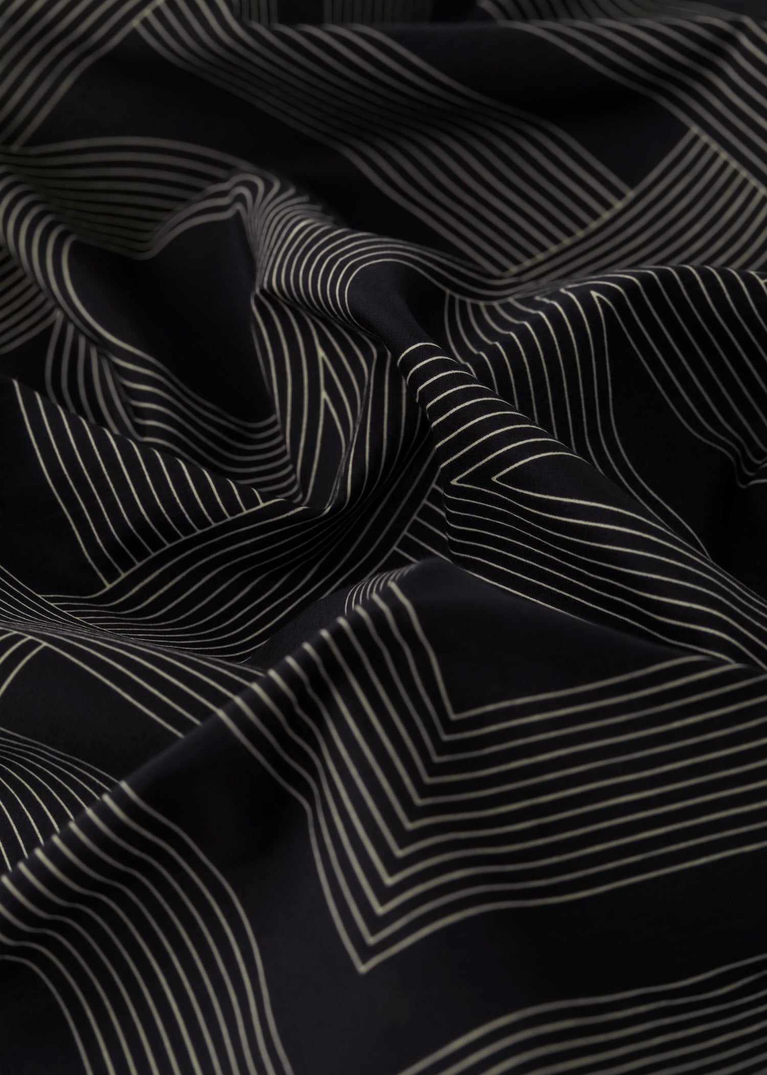 Striped monogram cotton silk scarf black - 5