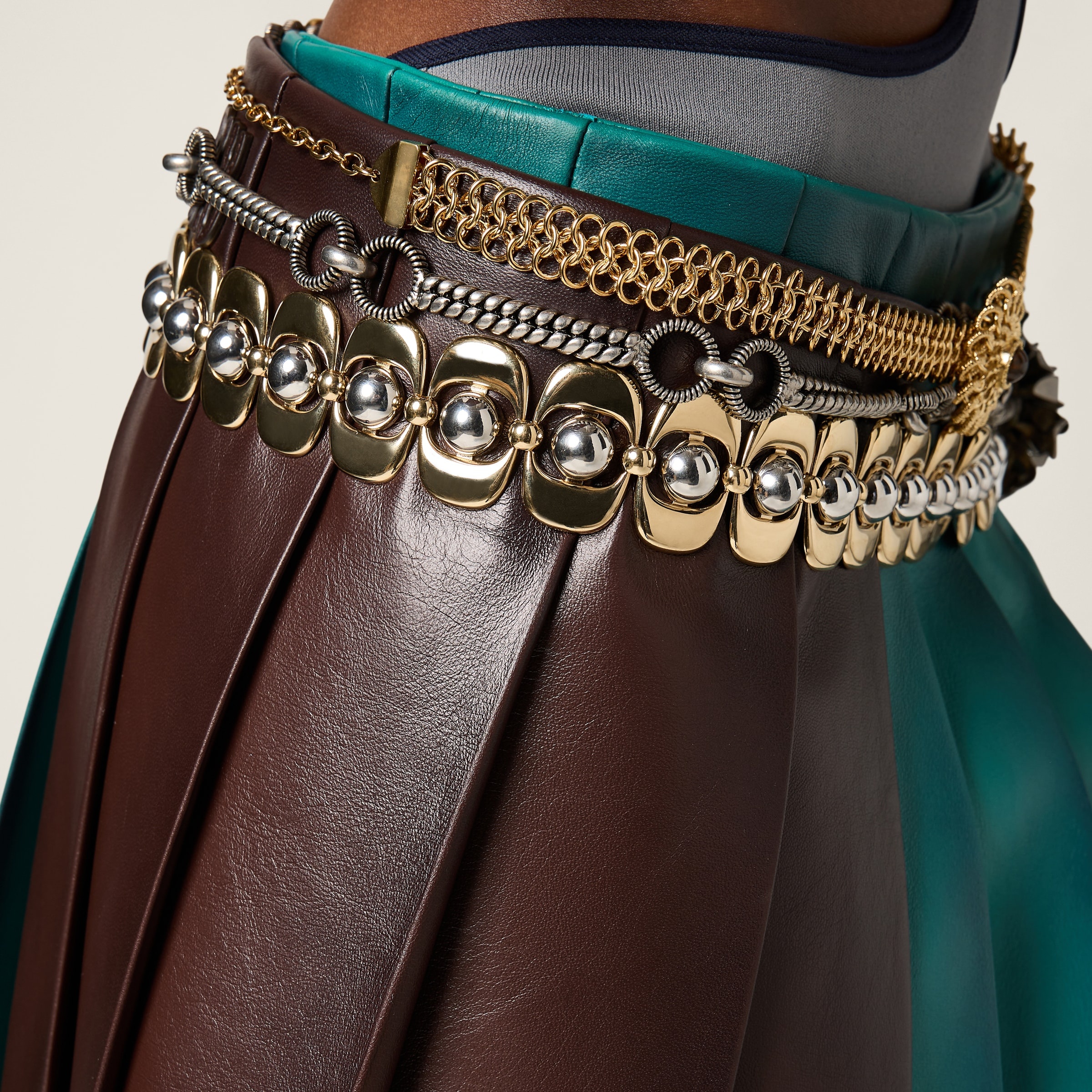 Pleated nappa leather skirt - 4
