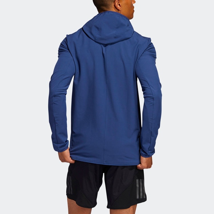 adidas Solid Color Running Sports Hooded Jacket Blue FR0800 - 3