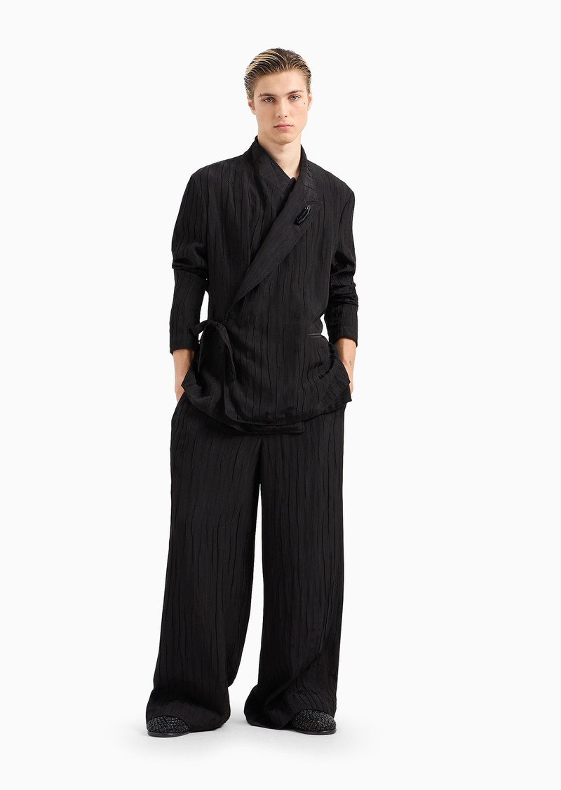 EMPORIO ARMANI Jacket with wrap closure in pleated viscose outlook