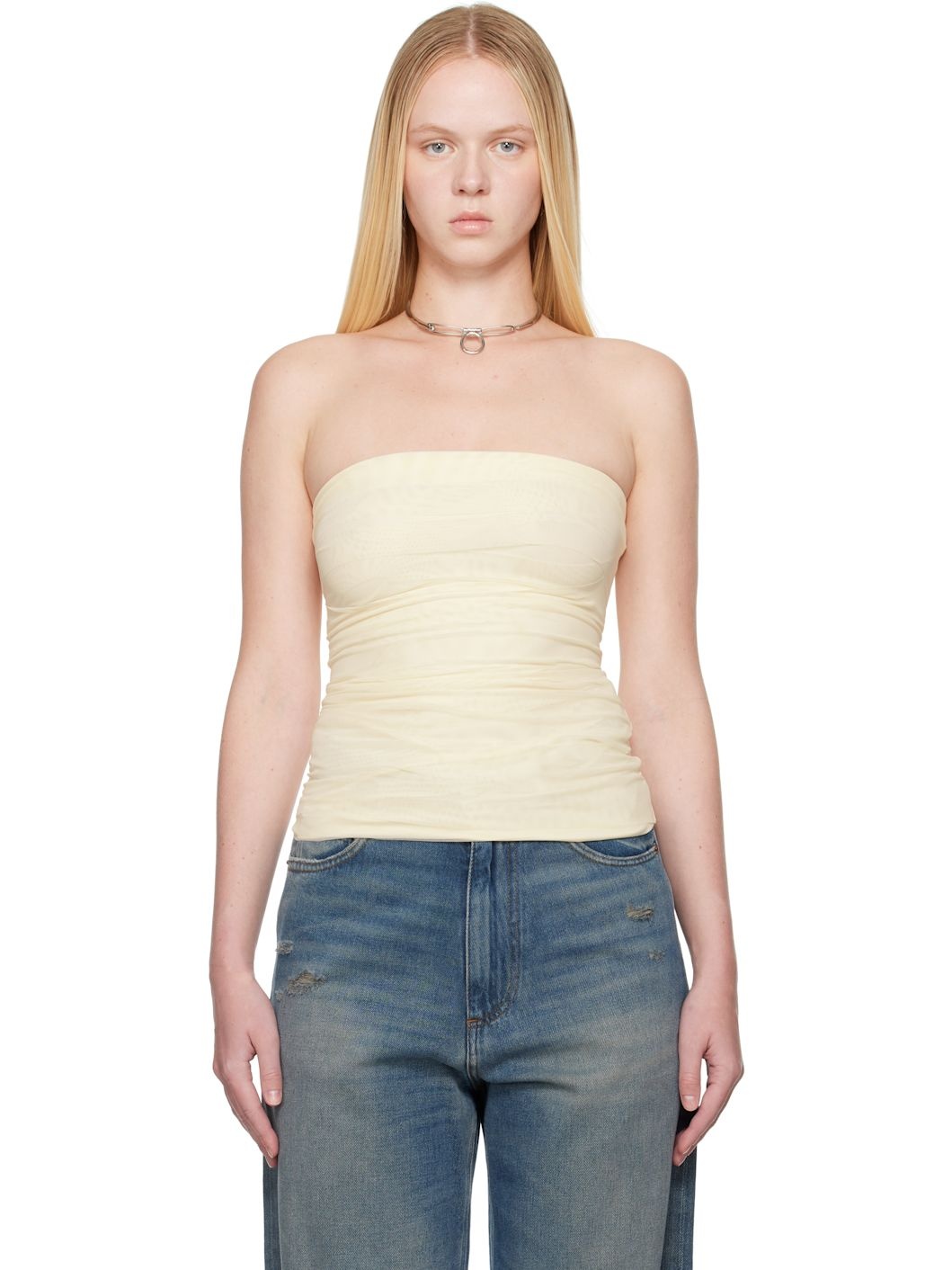 Off-White Mesh Tube Top - 1