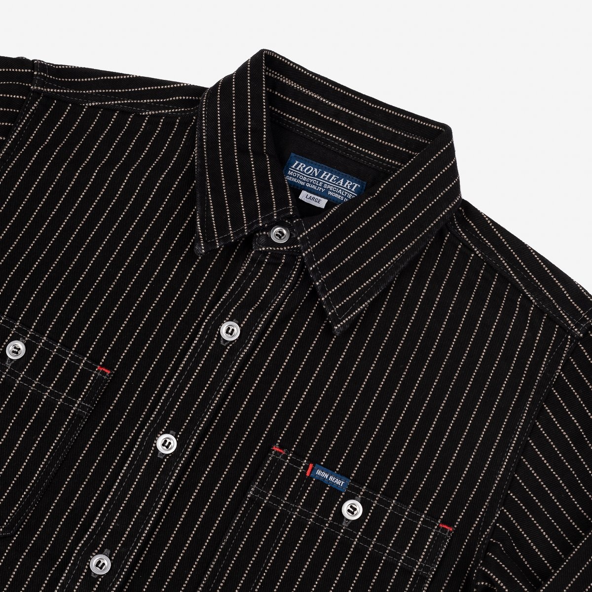 IHSH-68-BLK 12oz Wabash Work Shirt - Black with Metal Buttons - 5
