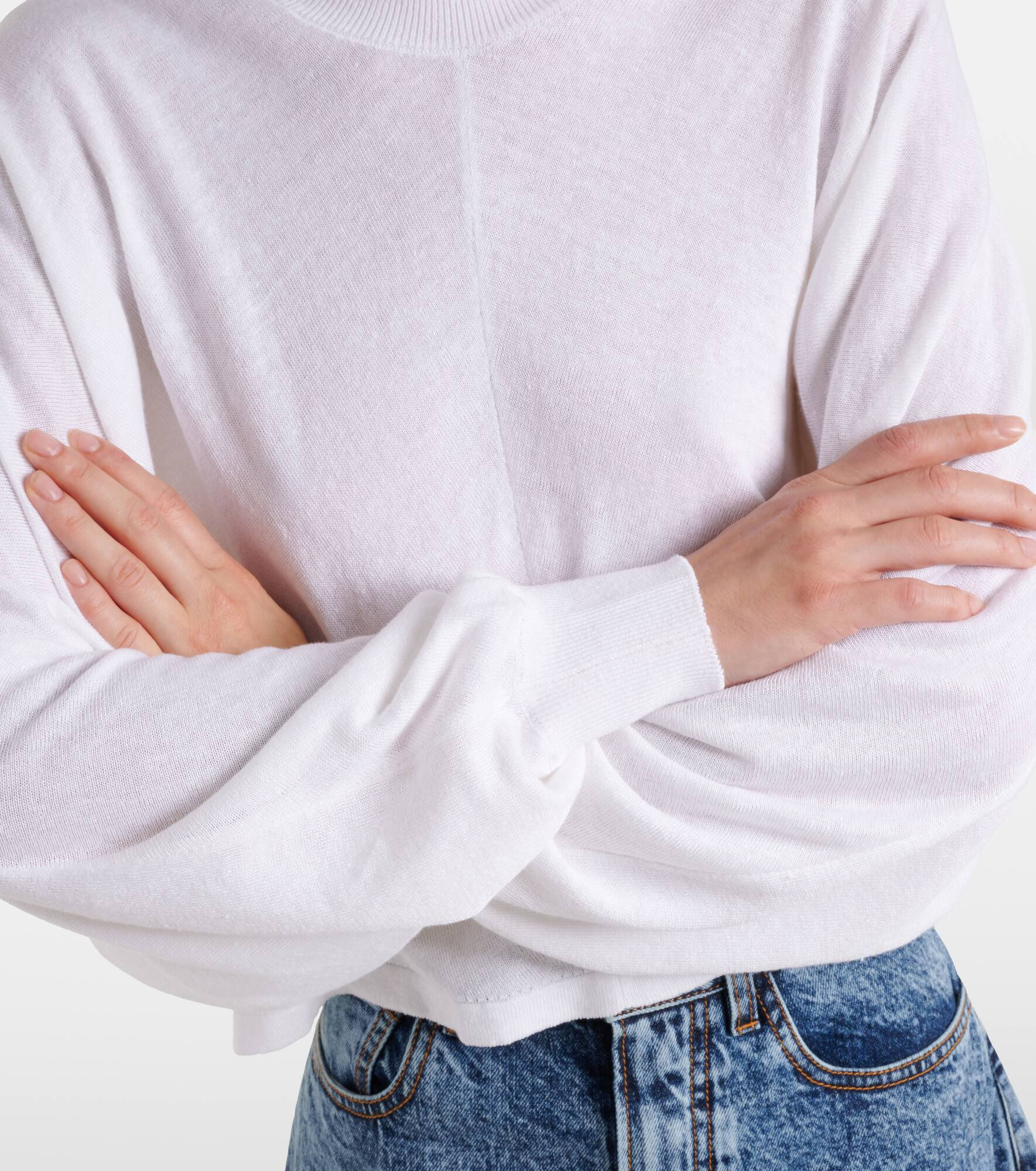 Cropped linen turtleneck sweater - 5