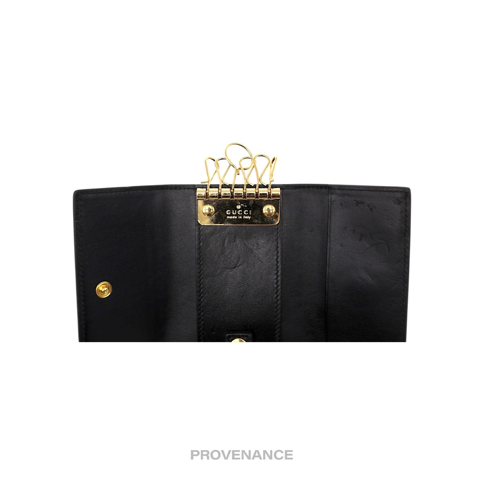 Gucci GG Vintage Logo 6 Key Holder - Black Leather Gold - 8