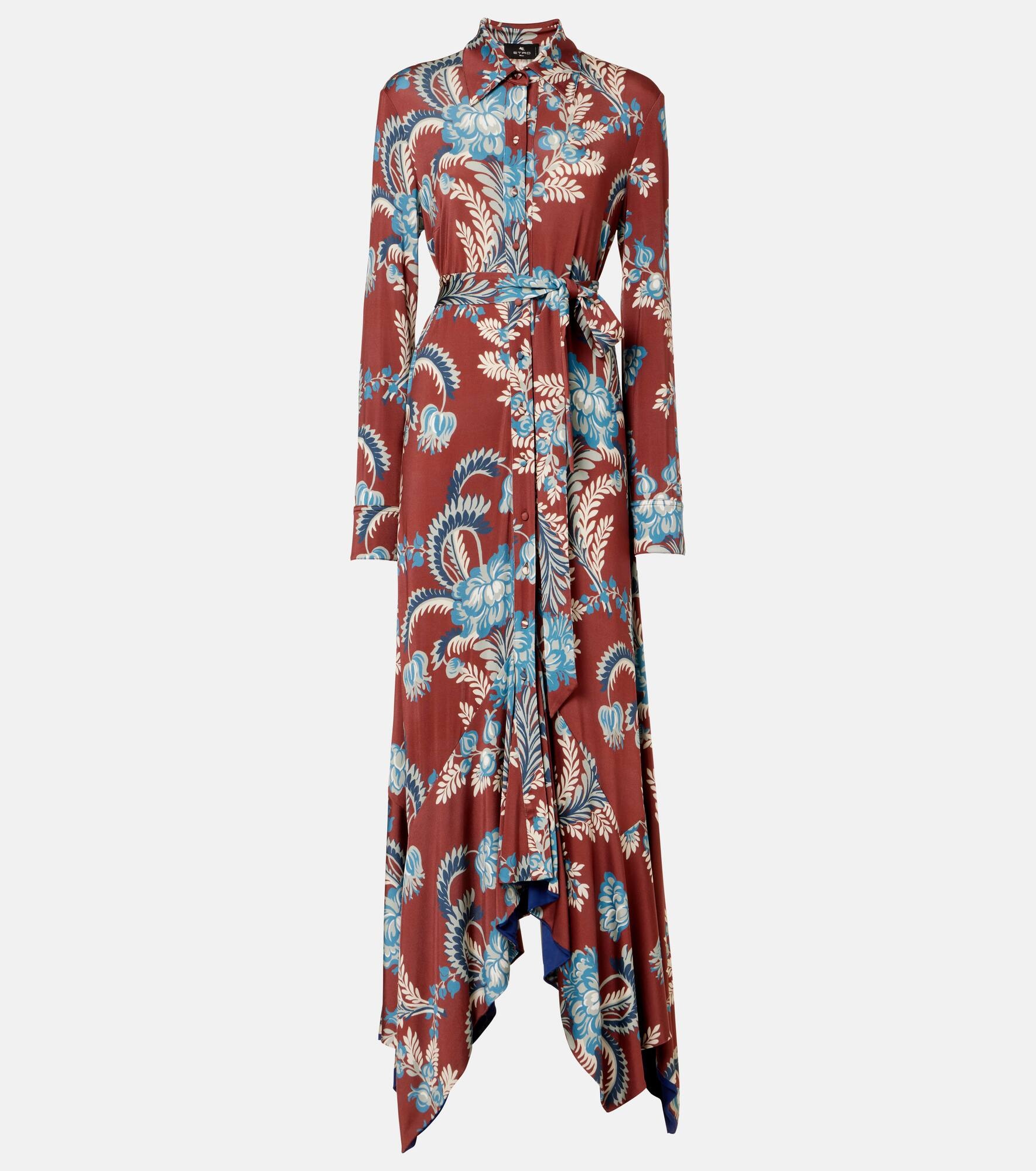 Floral asymmetric shirt dress - 1