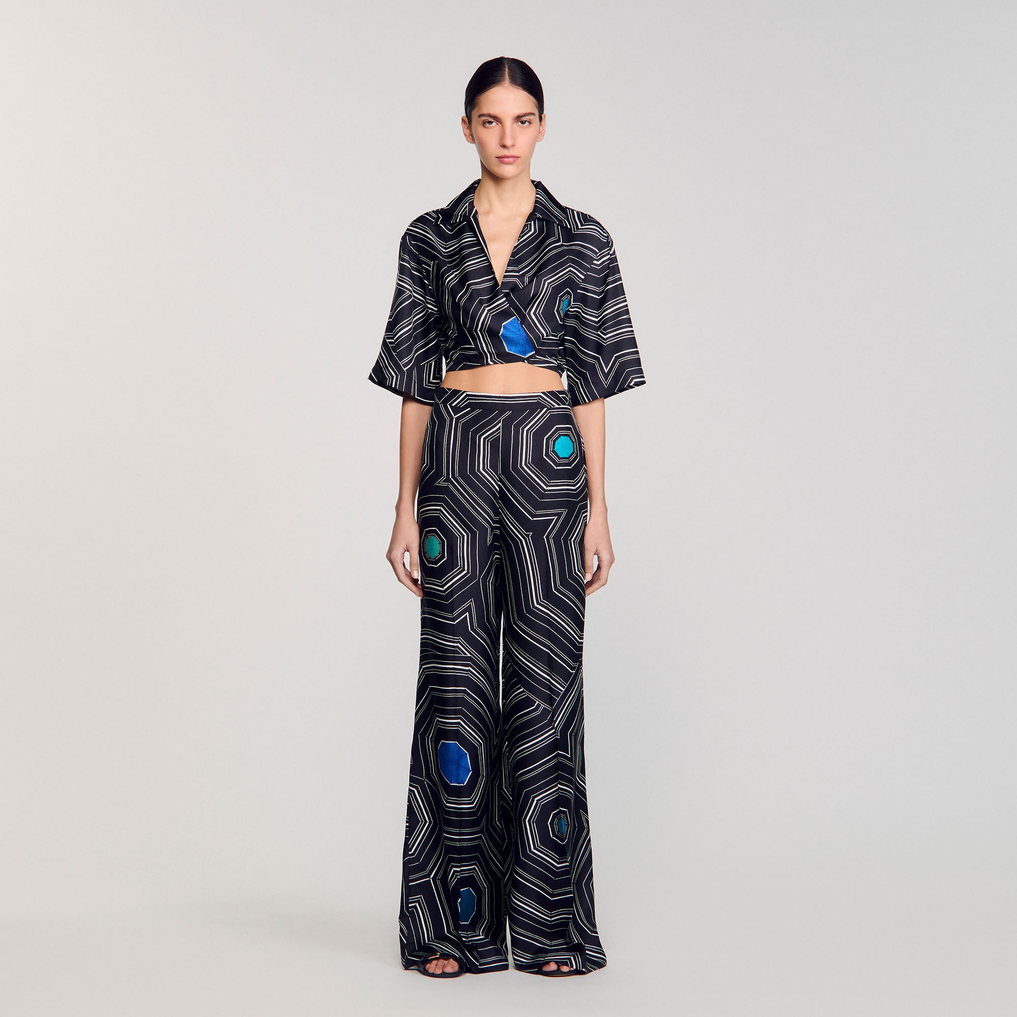 SPIRAL-PRINT SILK TROUSERS - 2