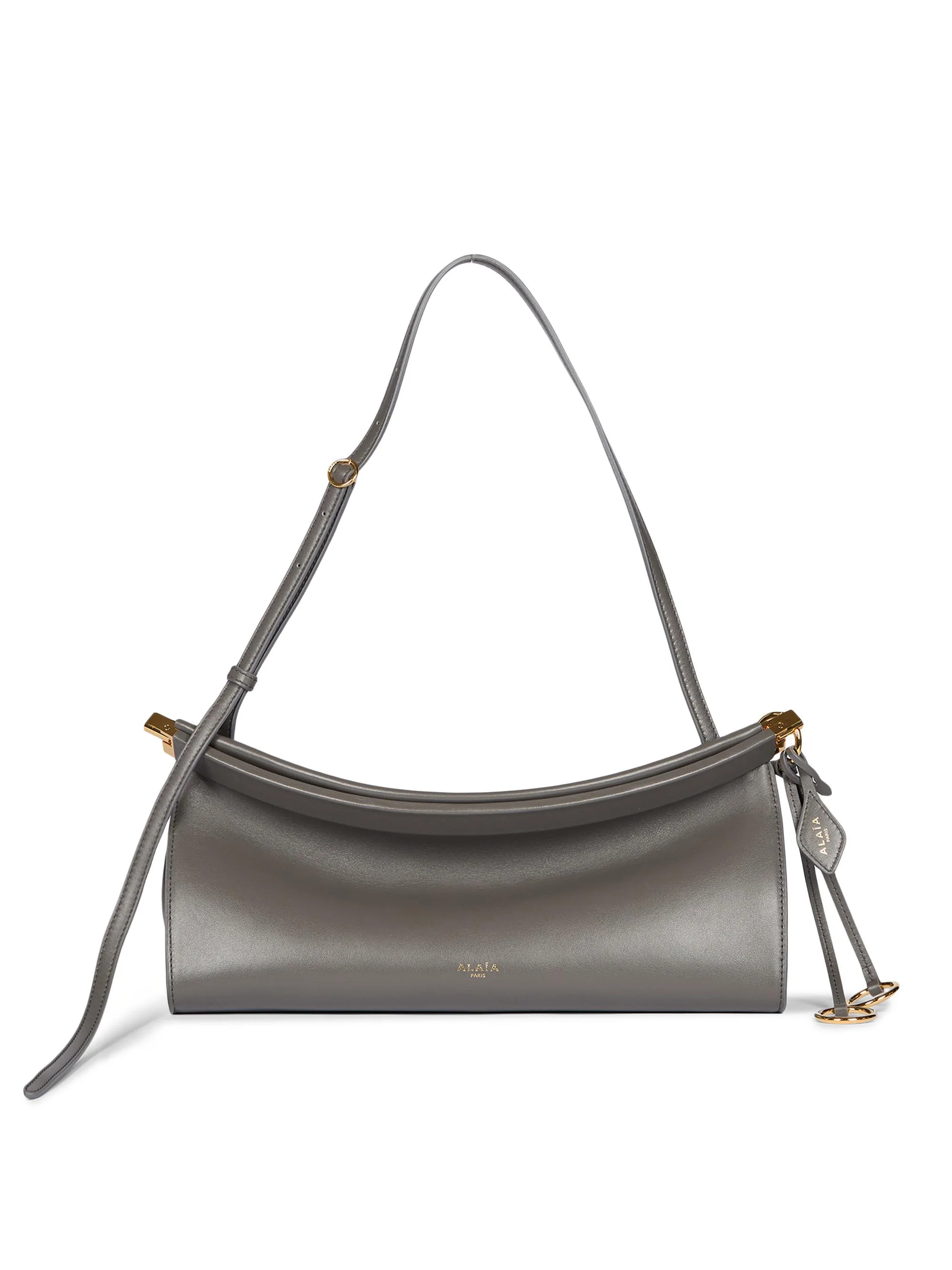 Women's Le Click East West Leather Shoulder Bag - Acier - 1