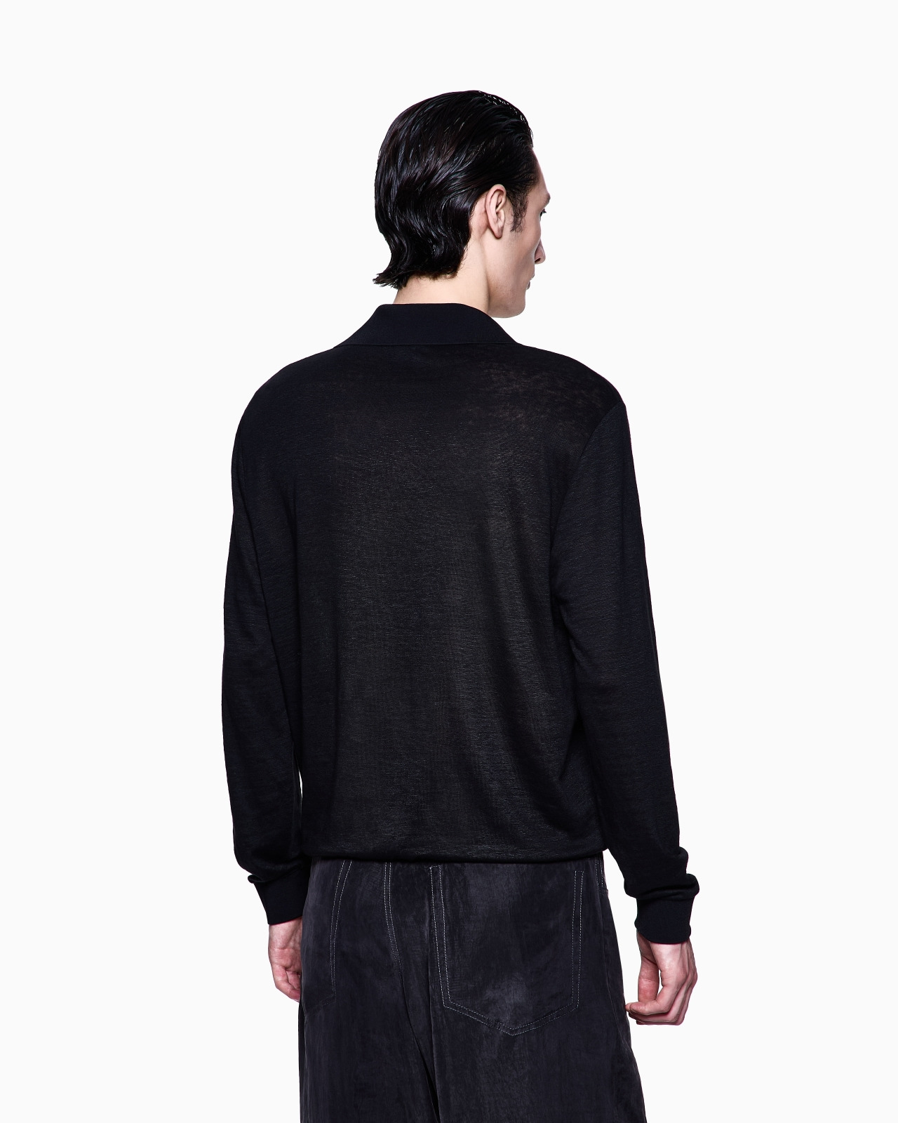 LONG-SLEEVED POLO SHIRT IN LINEN JERSEY - 3