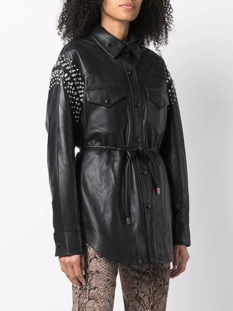 crystal-studded 가죽 셔츠 3