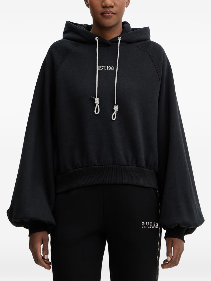 rhinestone-embellished raglan-sleeve hoodie 1