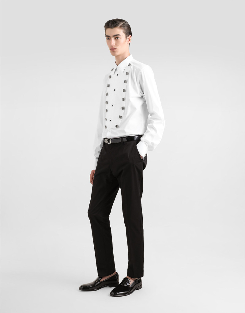 Dolce & Gabbana Cotton tuxedo shirt with bejeweled appliqués outlook